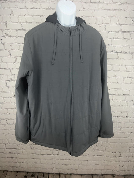 Travis Mathew Men's Gray Quilted Insulated Full Zip Hooded Jacket XXXL