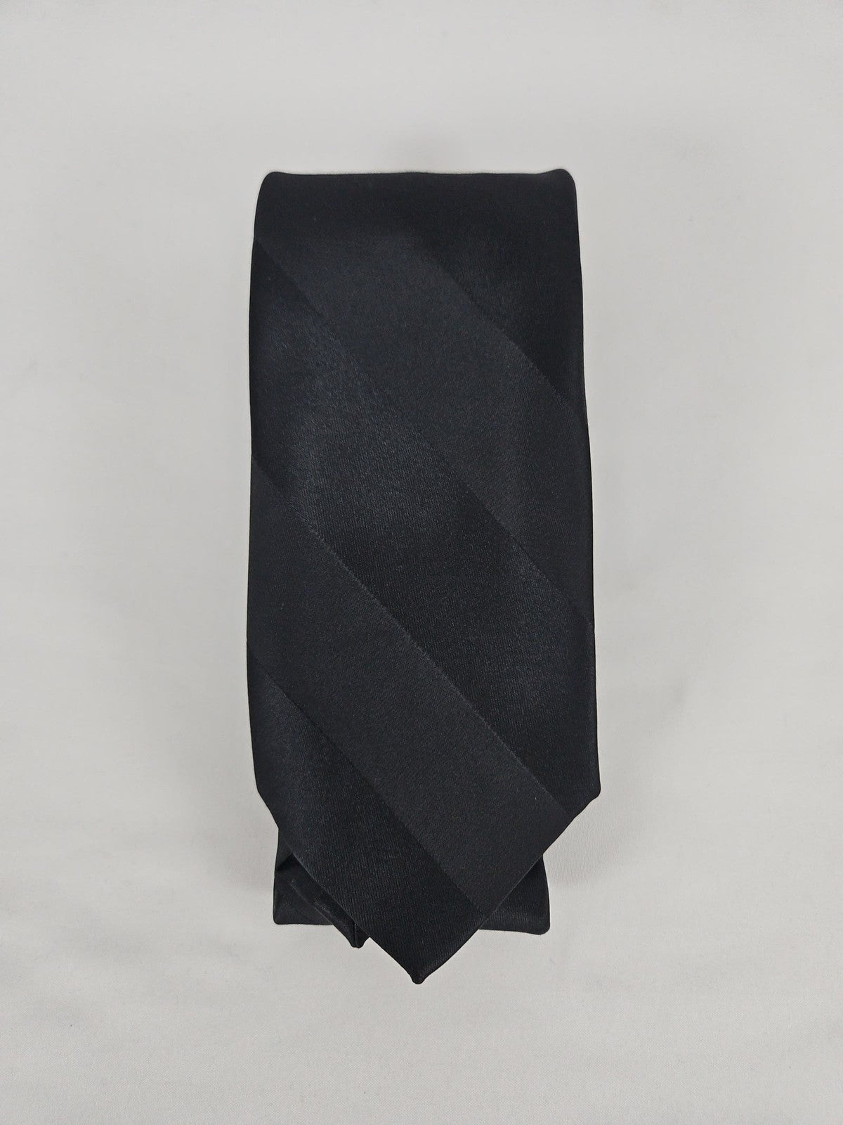 Stafford Black Tonal Striped Satin Polyester Men's Necktie One Size