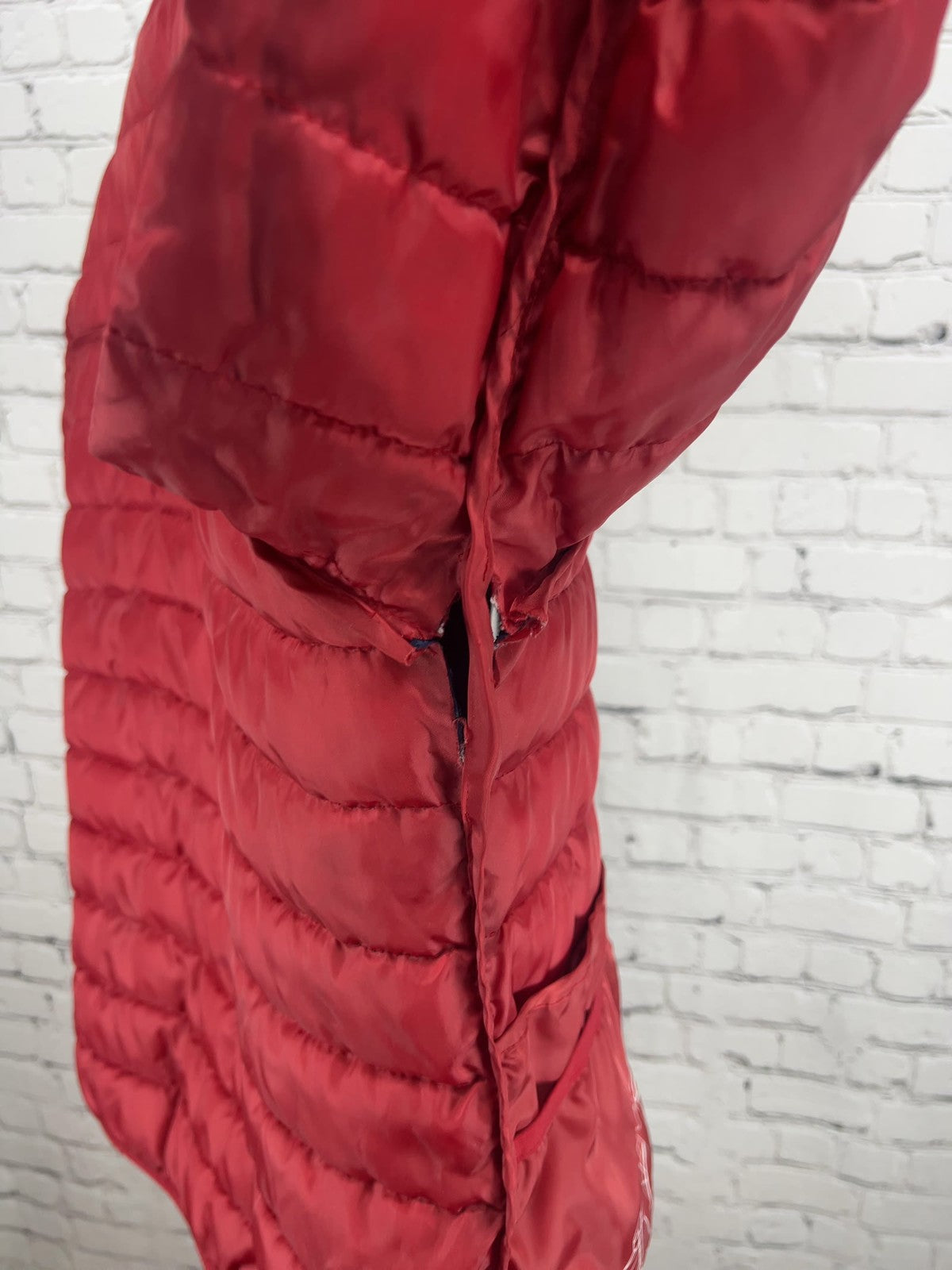 SwissTech Red Navy Colorblock Packable Puffer Jacket Men's M