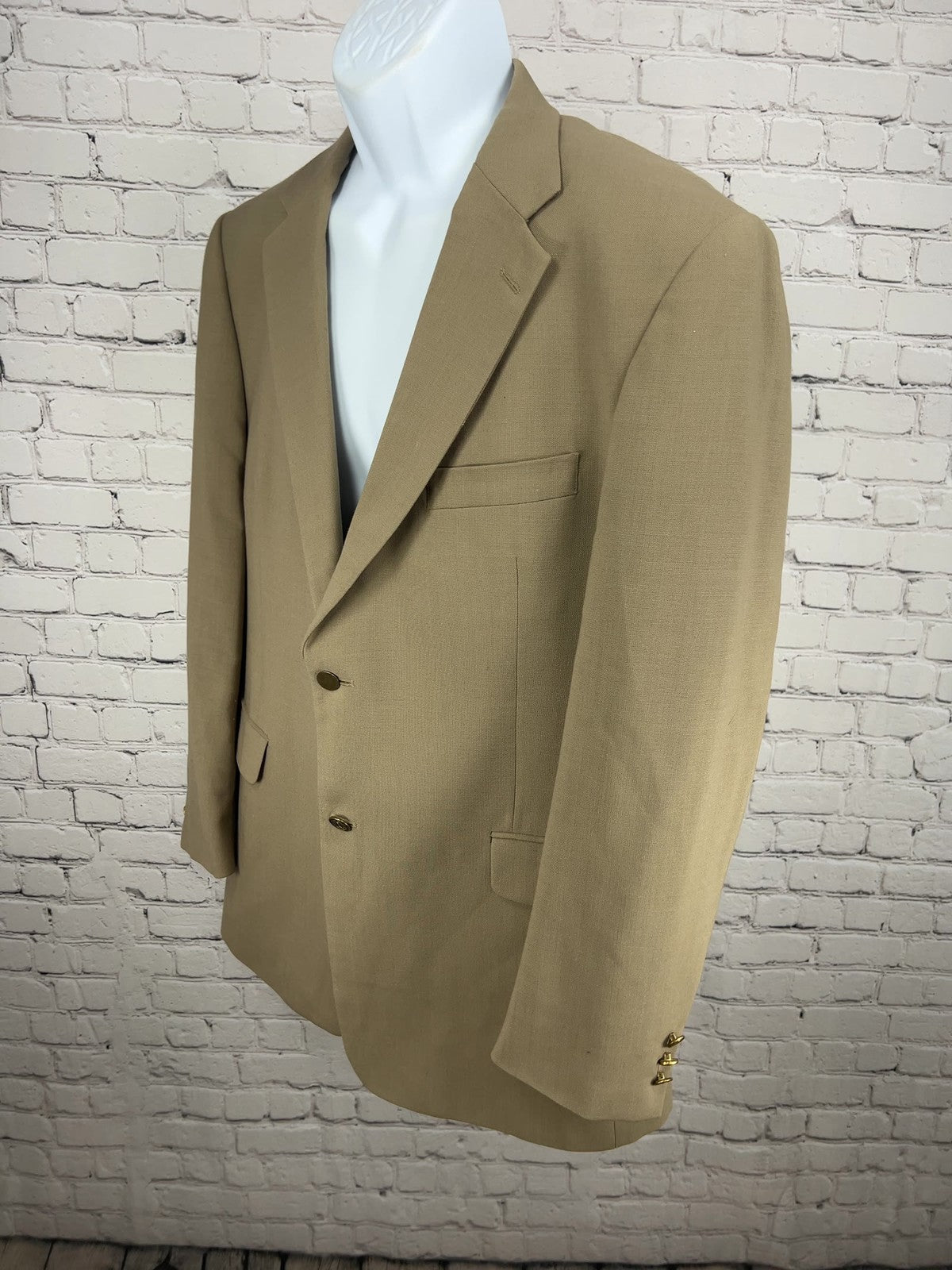 Nicklaus Tan Wool Blend 2 Button Single Vented Notch Blazer Sport Coat 43R