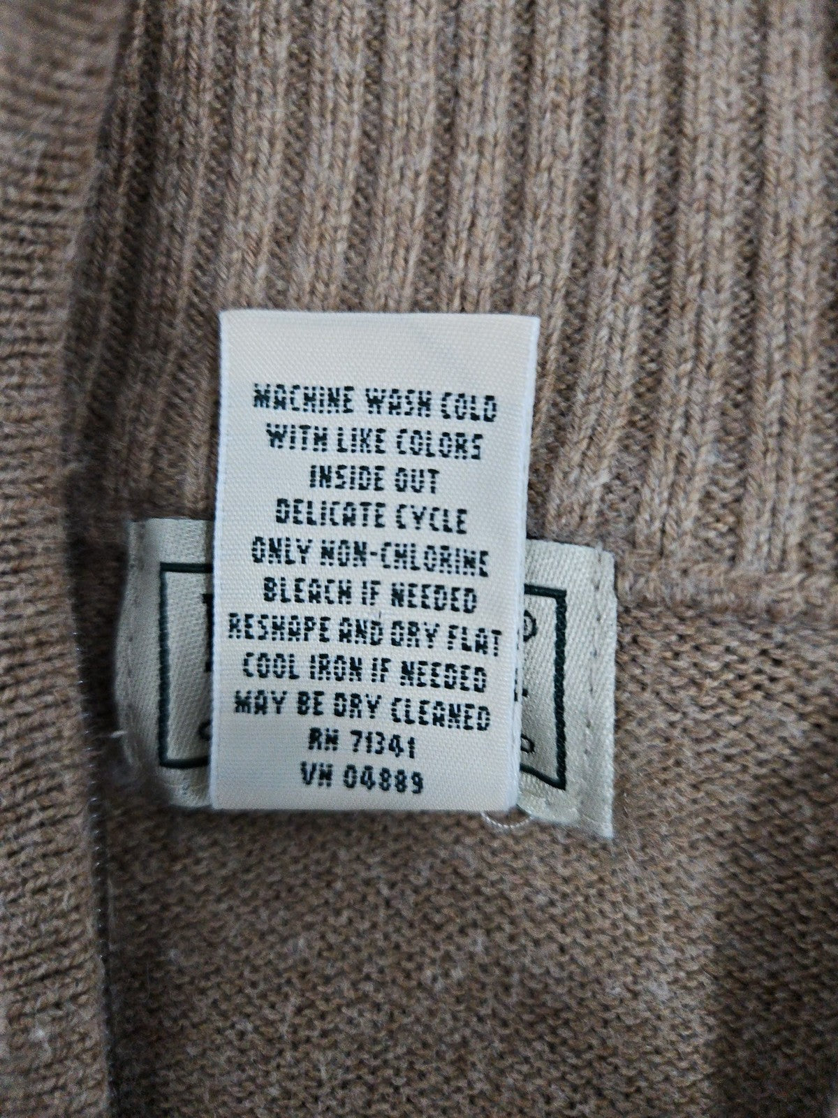 L.L. Bean Tan Cotton Cashmere Blend 1/4 Zip Pullover Men's Sweater M