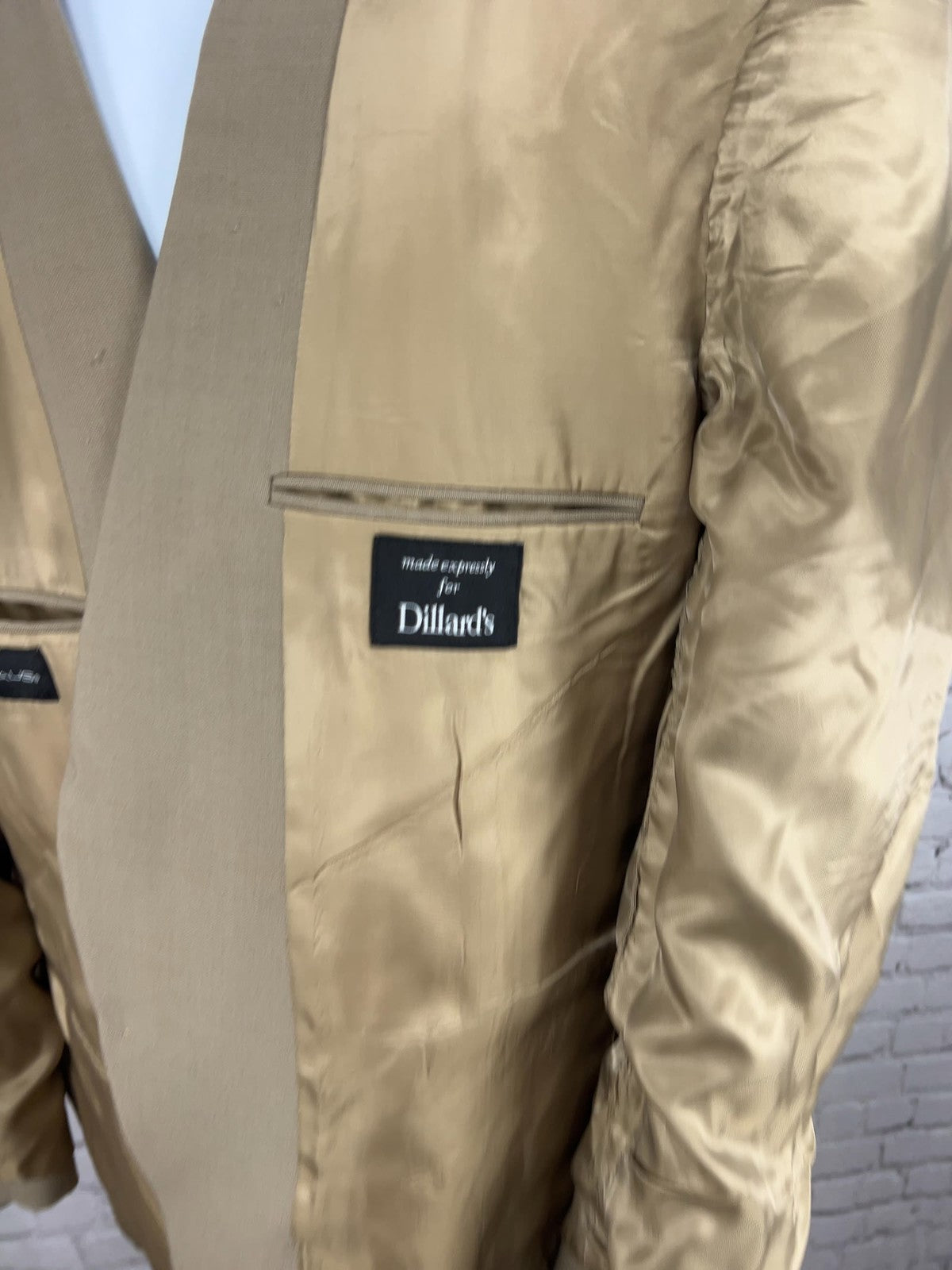 Nicklaus Tan Wool Blend 2 Button Single Vented Notch Blazer Sport Coat 43R