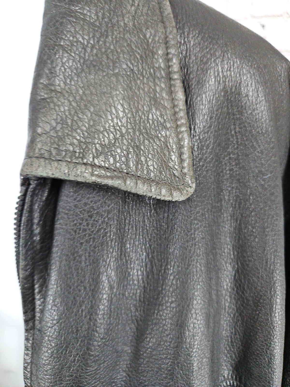 VTG Outbrook Black Genuine Leather Lined Bomber Jacket Zip Front Mens 2X