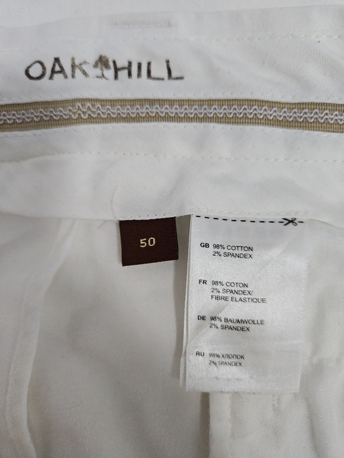 Oak Hill White Cotton Stretch Flat Front Chino Shorts Men's 50 (48X9.5)