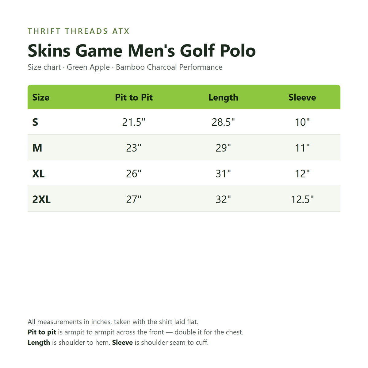 Skins Game Green Apple Bamboo Charcoal Dry Ply Performance Golf Polo Shirt Men's