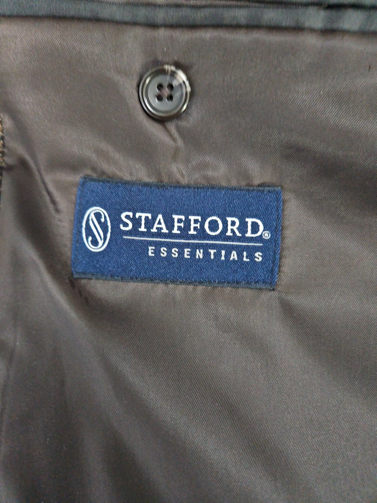 Stafford Essentials Brown Houndstooth 100% Lambswool 2 Button Sport Coat 44R