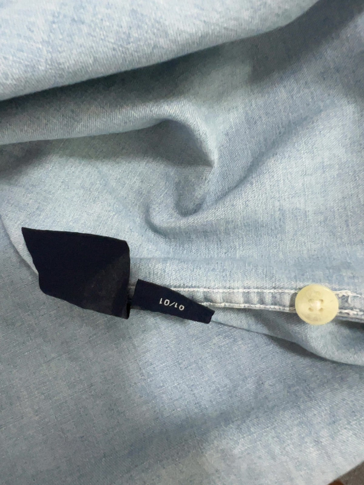VTG Faconnable Light Wash Denim Popover Short Sleeve Pocket Shirt Mens M