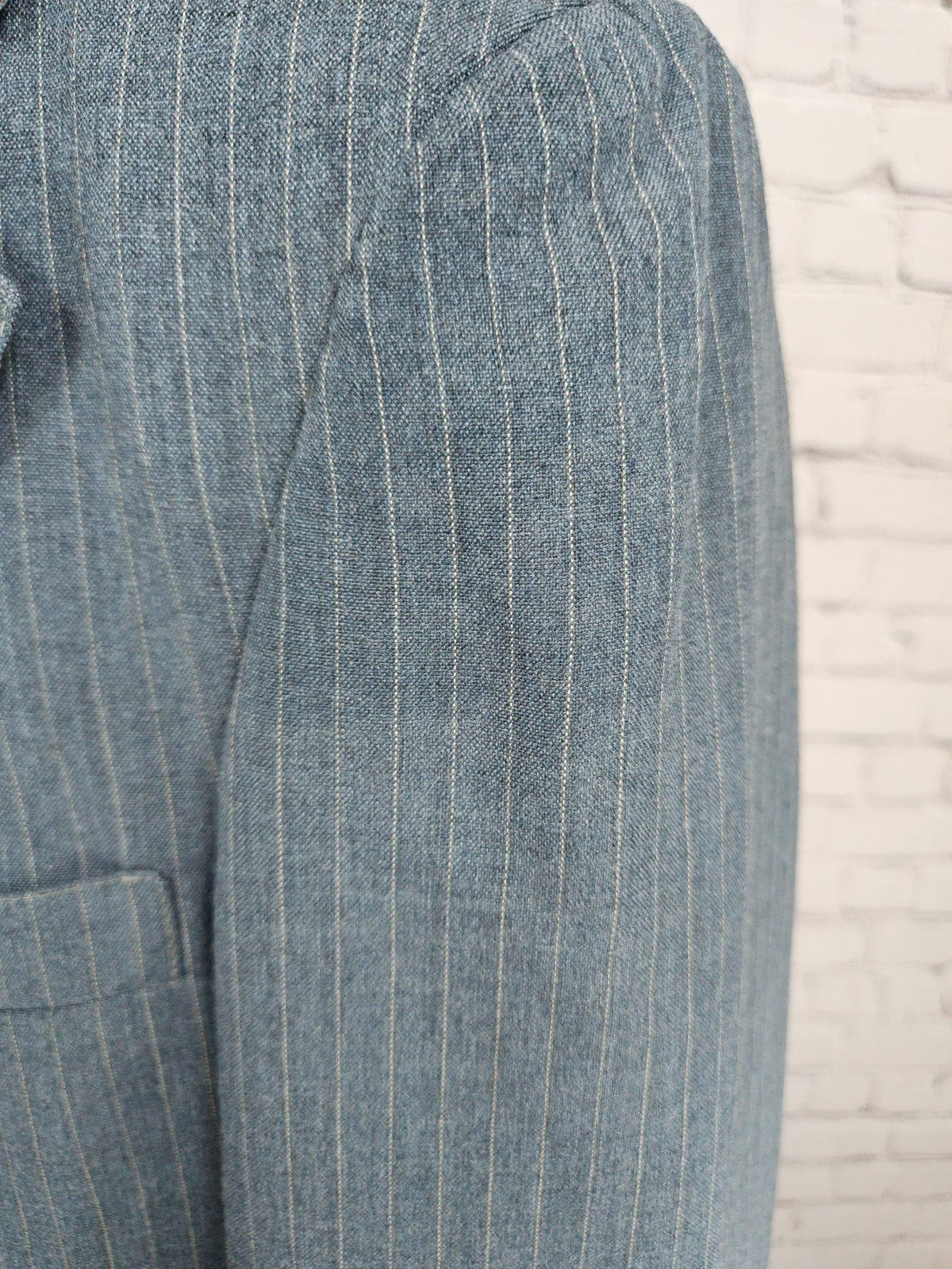 VTG Edw Hawk for Baskin Blue Gray Pinstripe 2 Button Notch Blazer Sport Coat 42