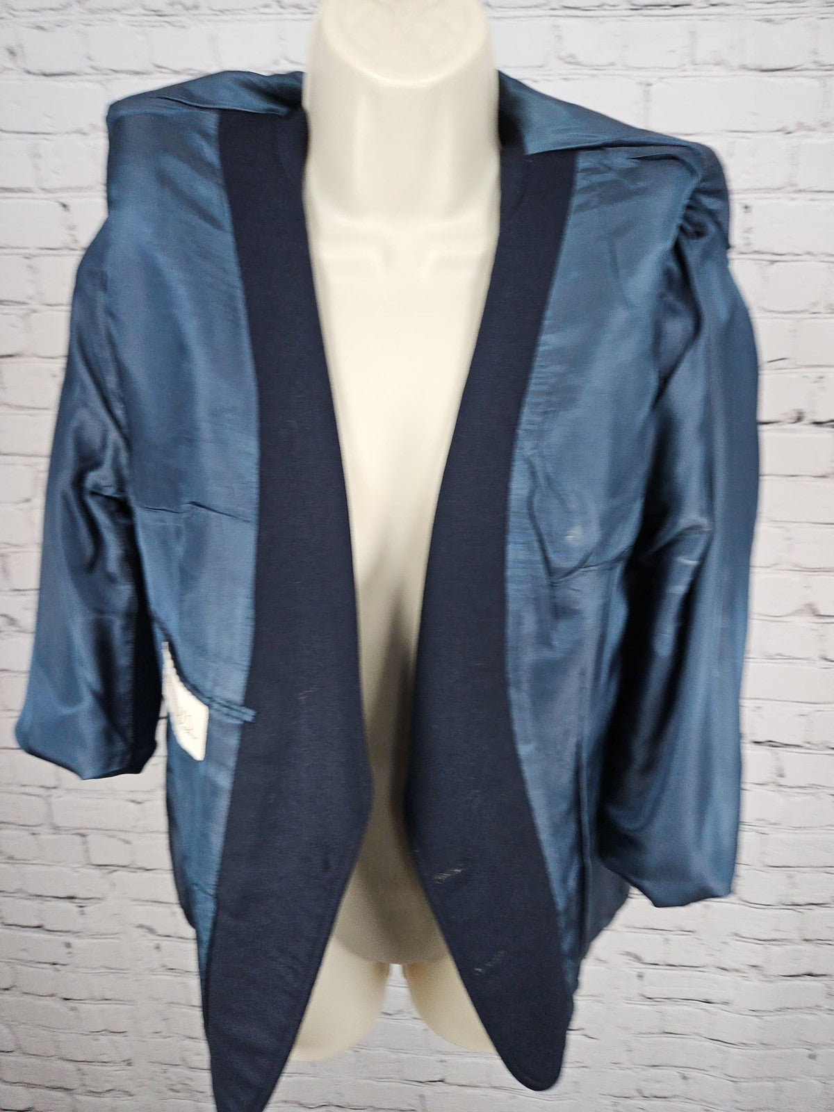 VTG Roots Women's Navy 100% Wool Gold 2 Button Patch Pocket Notch Blazer M