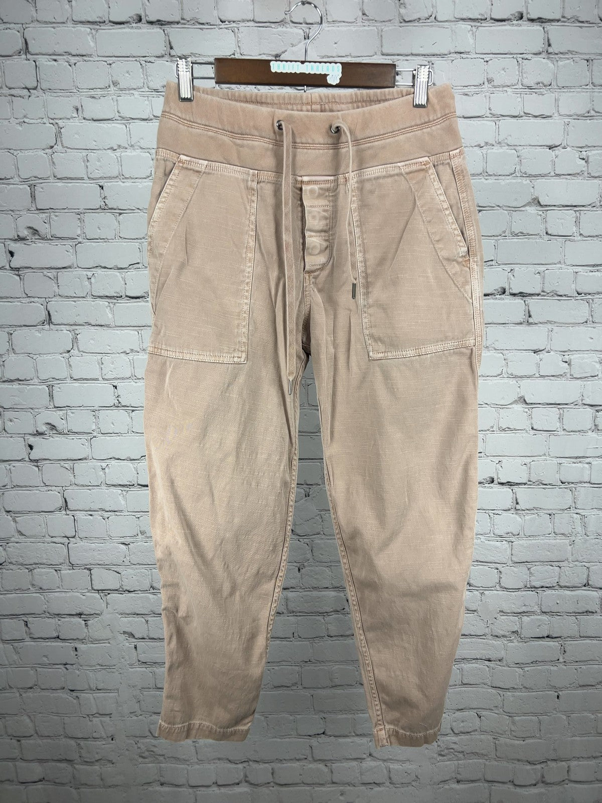 James Perse Blush Cotton Utility Drawstring Cropped Jogger Pants 1 (28X26)