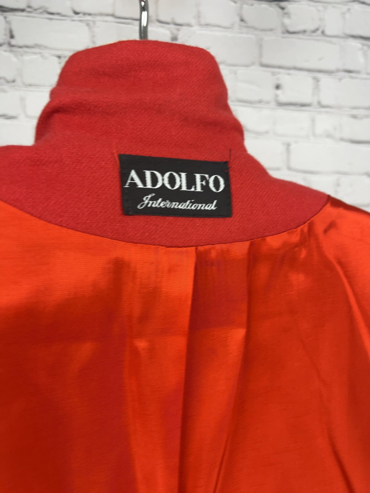 VTG Adolfo International Red 100% Wool 1 Button Notch Lapel Lined Blazer USA 6