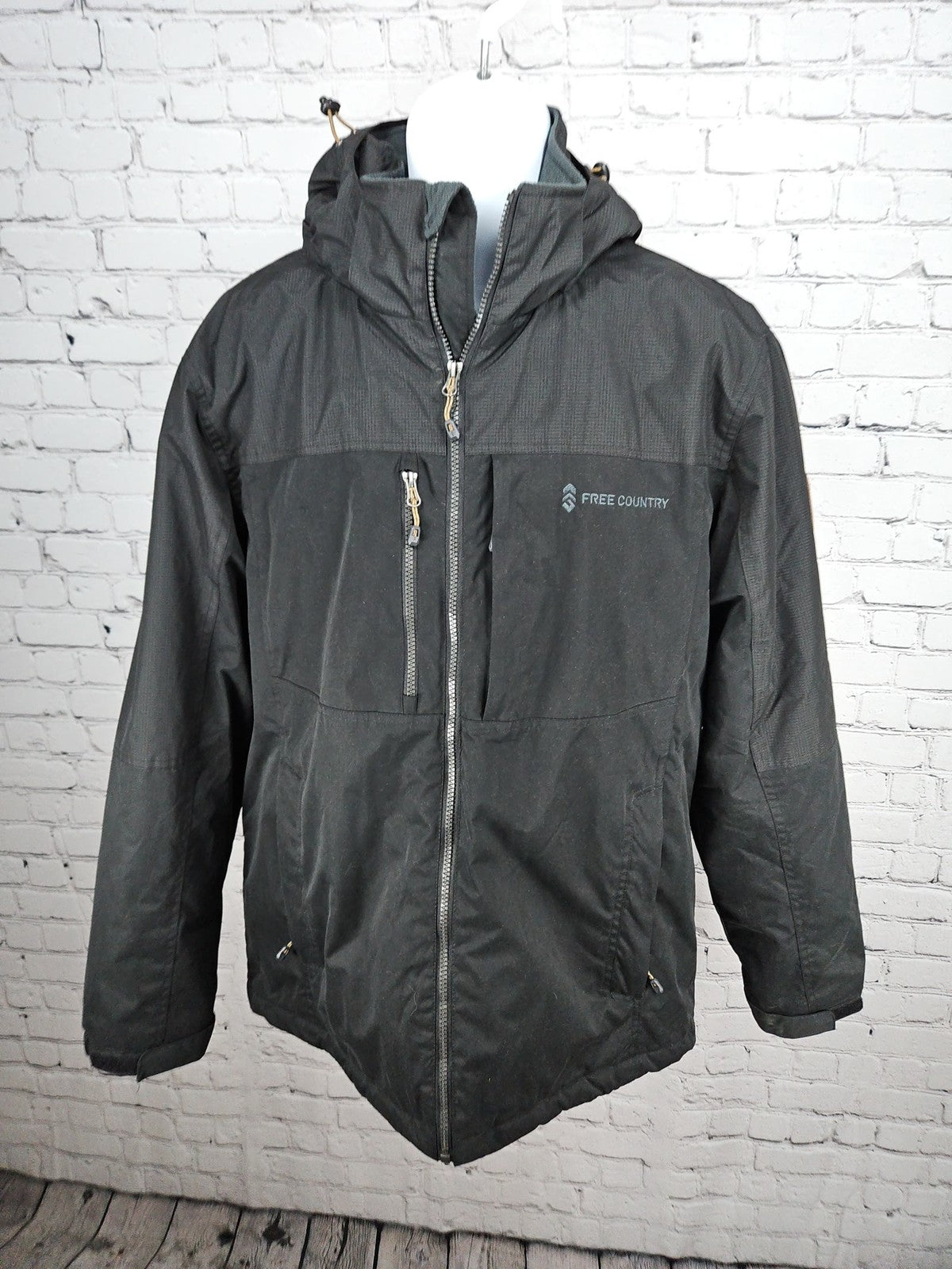 Free Country Black Hooded Insulated Flannel Lined Men's Winter Jacket L