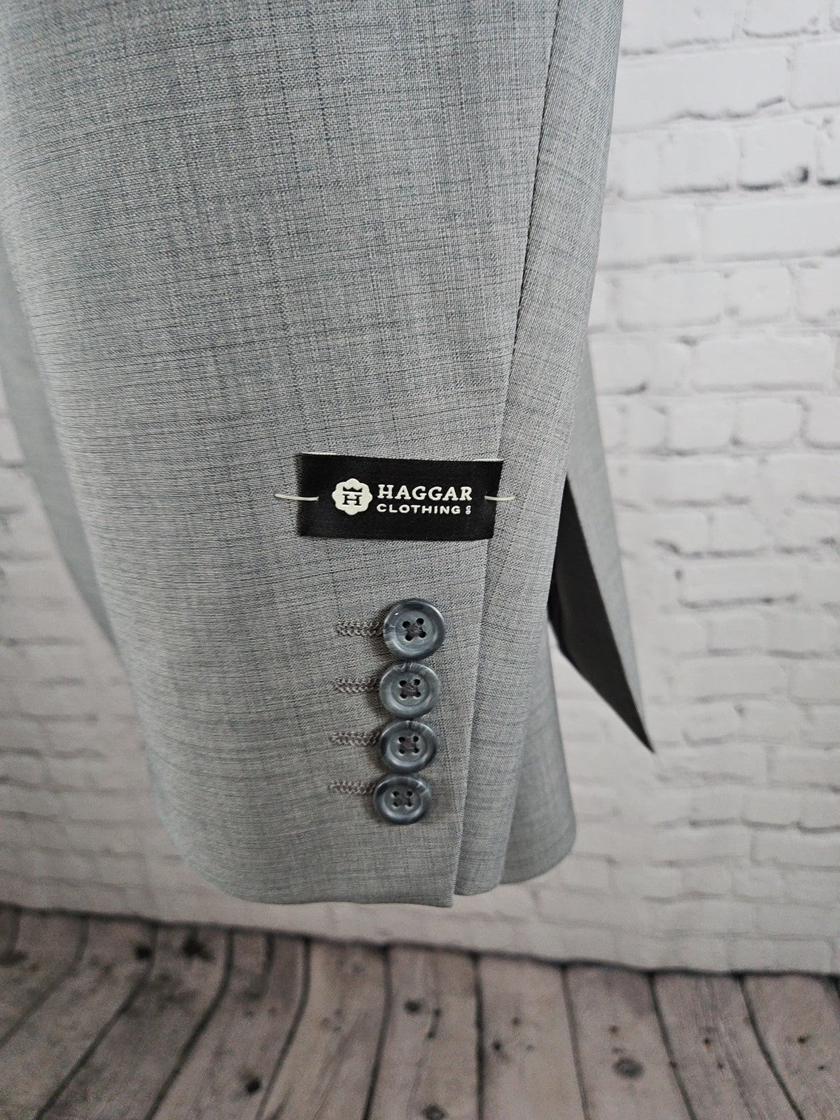 NWOT Haggar Gray Polyester 2 Button Single Vented Notch Blazer Sport Coat 44R