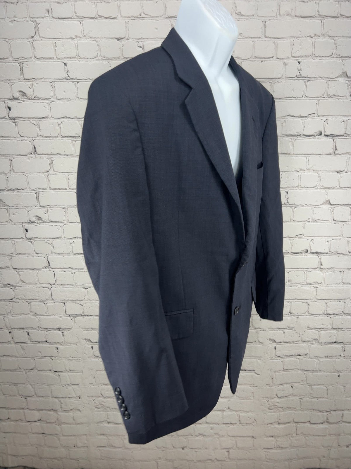 Jos A Bank Blue Check 100% Wool 2 Button Vented Notch Blazer Sport Coat 44R