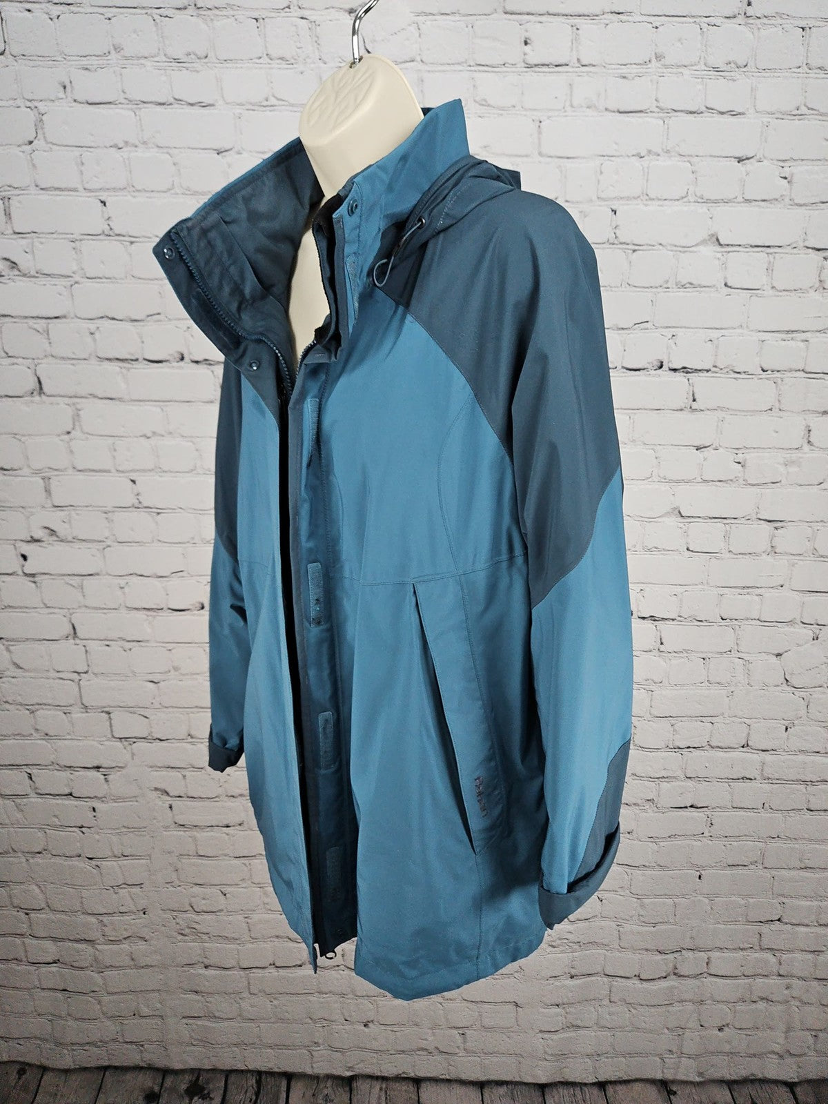 Rohan Axiom II Teal Blue Colorblock Hooded Waterproof Rain Jacket Women's L