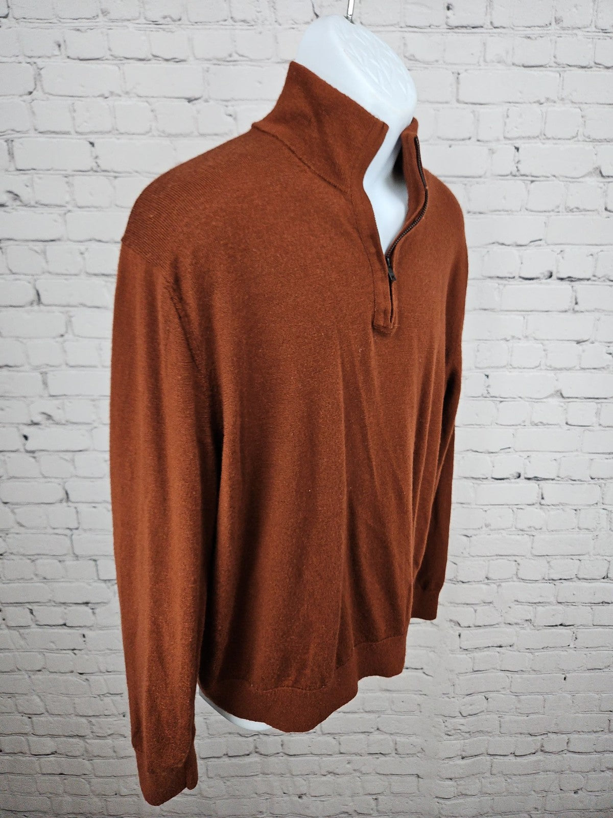 Banana Republic Rust 100% Merino Wool Quarter Zip Pullover Sweater Men's XL