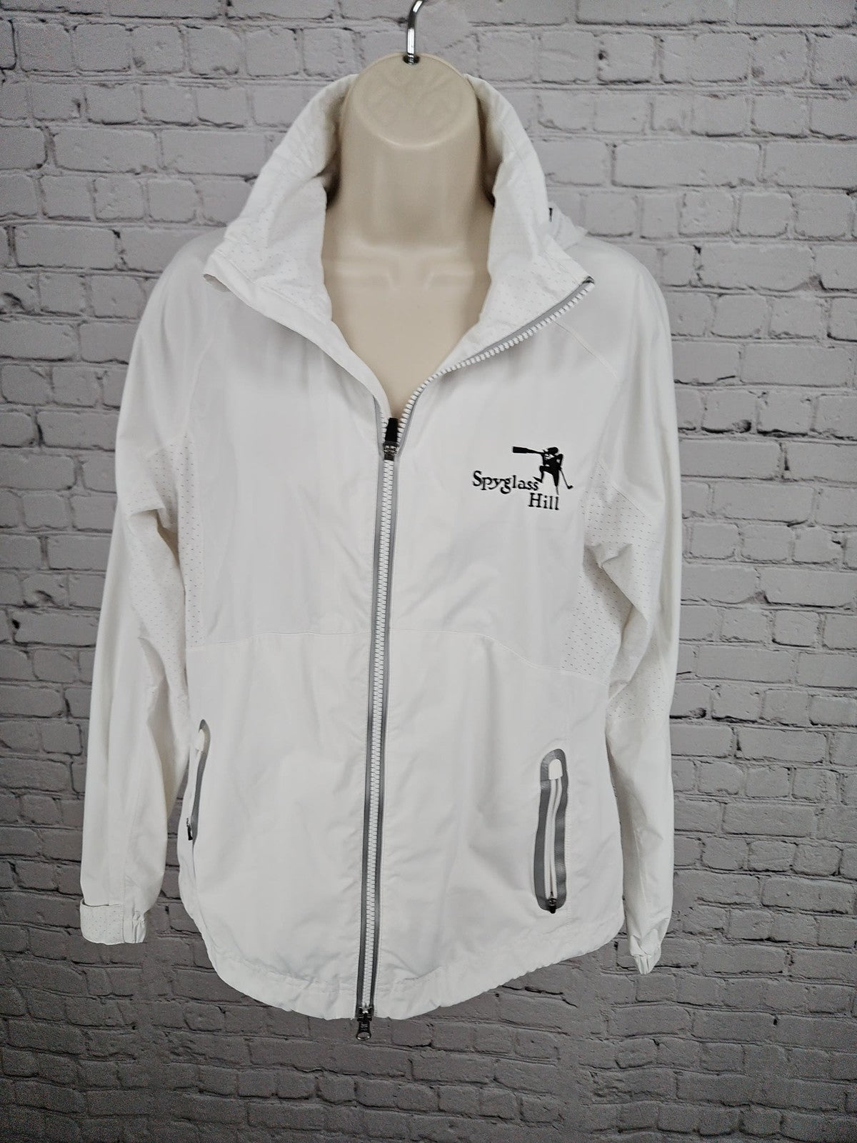 Zero Restriction Tour Series White Hooded Golf Jacket Spyglass Hill Women's L