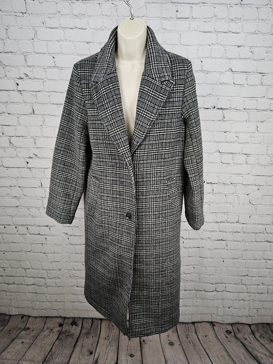 Abercrombie & Fitch Gray Glen Plaid Wool Blend Long Overcoat Women's S