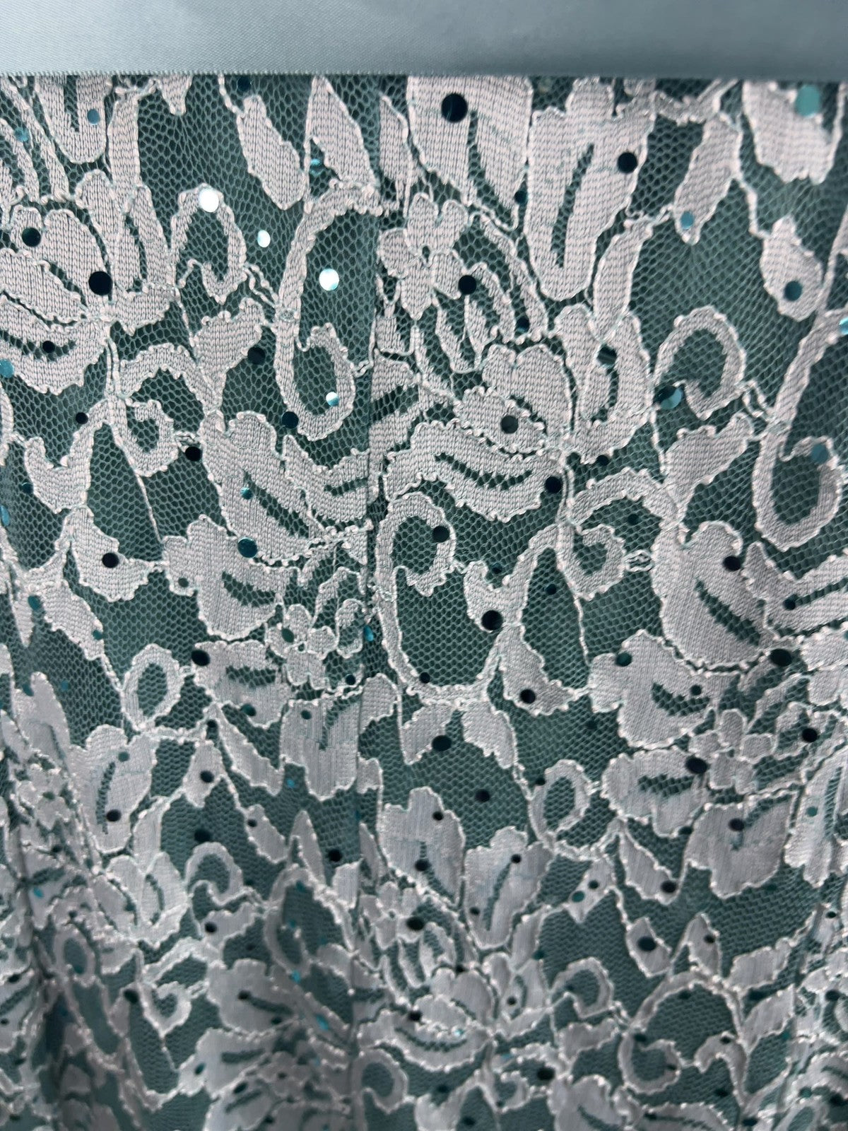NWT Candalite Seafoam Green Lace Sequin Sleeveless V Neck Godet Maxi Dress 1X