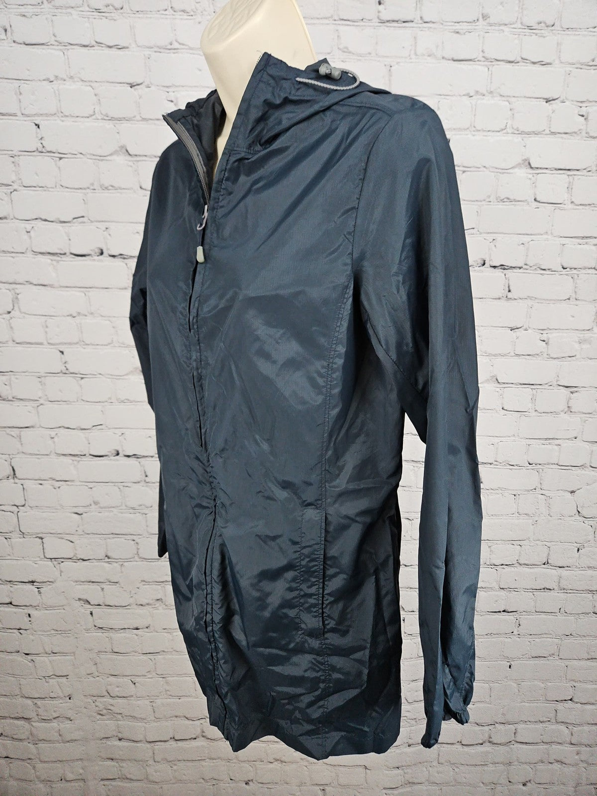 Lands' End Navy Hooded Full Zip Windbreaker Rain Jacket Women's XS