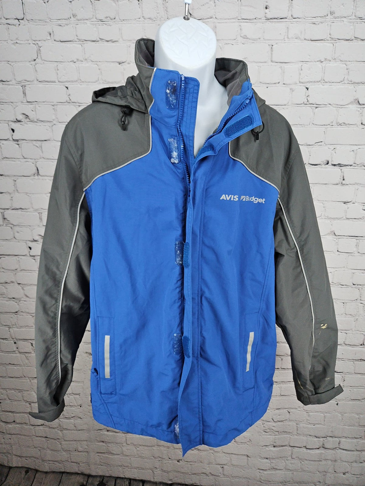 Lands' End Outfitters Avis Budget 3-in-1 Hooded Rain Jacket Blue Gray L