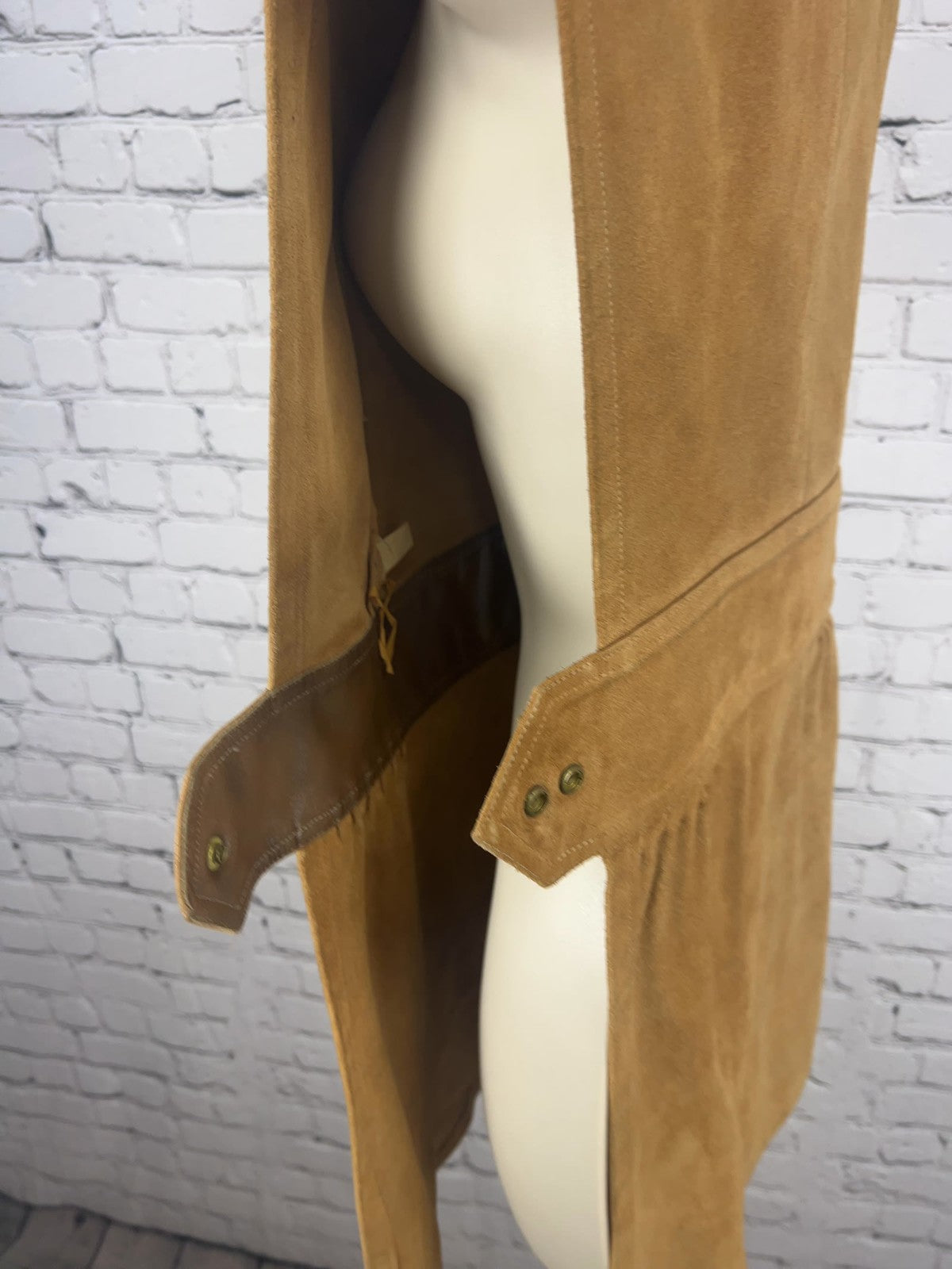 VTG Genuine Suede Leather Belted Tabard Vest Tunic Side Open Snap Women's M