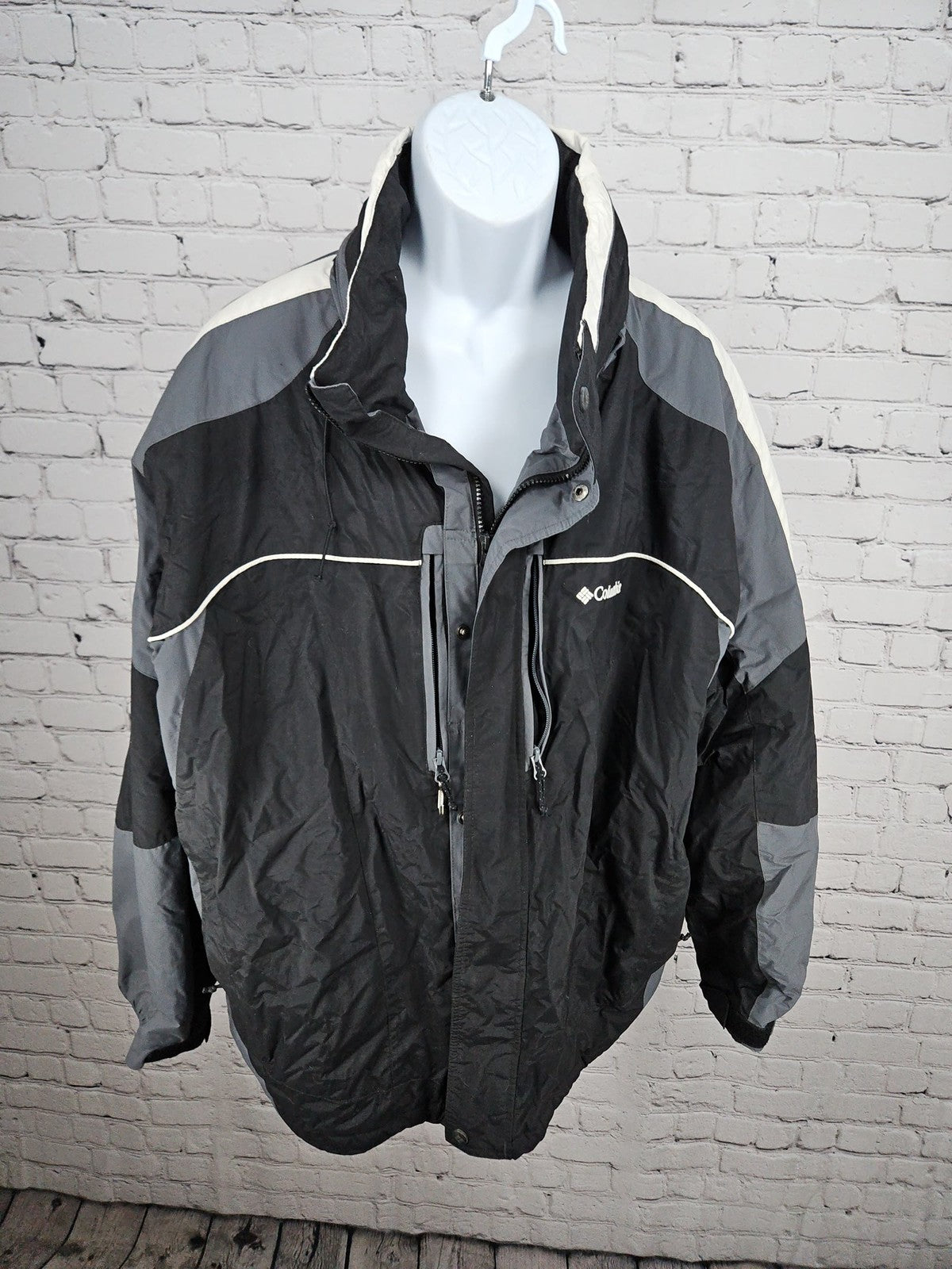 Columbia Black Gray Colorblock Insulated Full Zip Winter Jacket Men's XXL