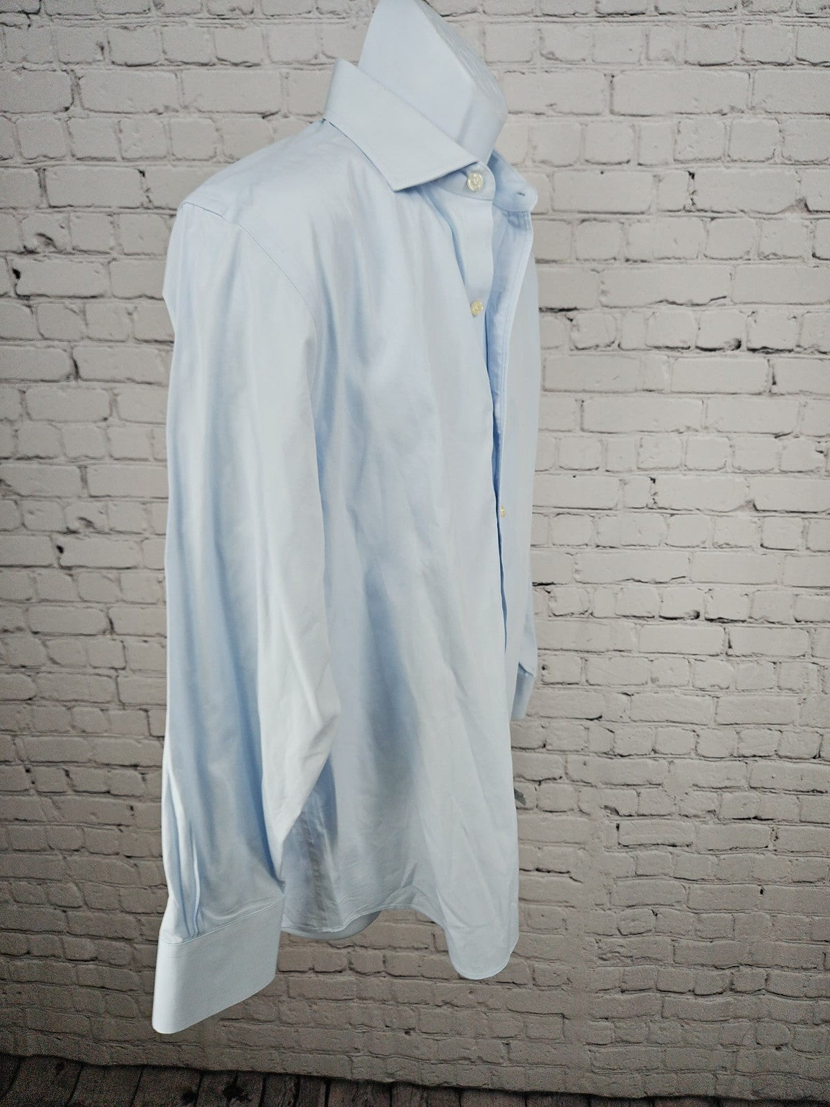 Brooks Brothers Thomas Mason Light Blue Cotton Regular Fit Dress Shirt 15.5 33