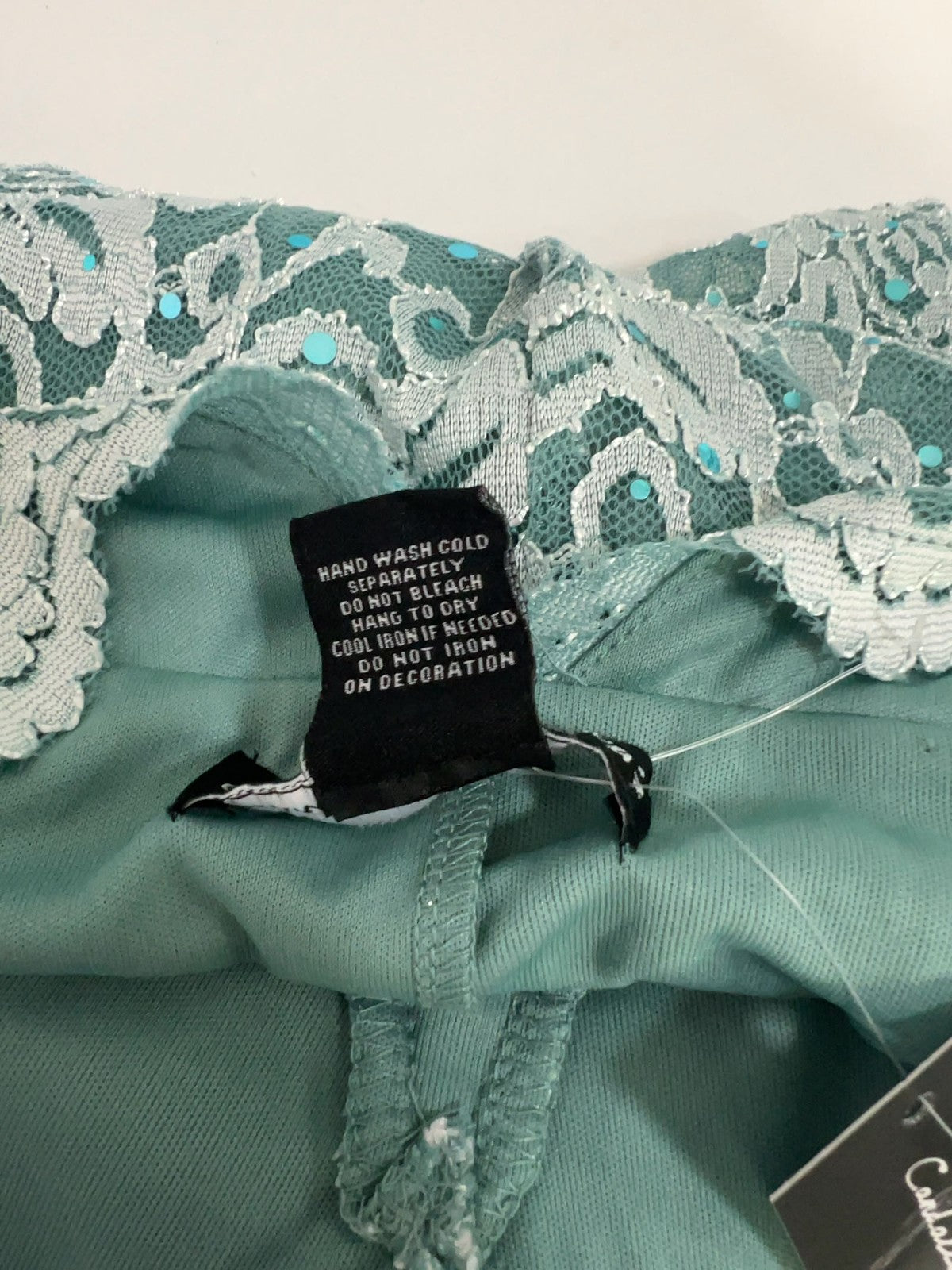 NWT Candalite Seafoam Green Lace Sequin Sleeveless V Neck Godet Maxi Dress 1X