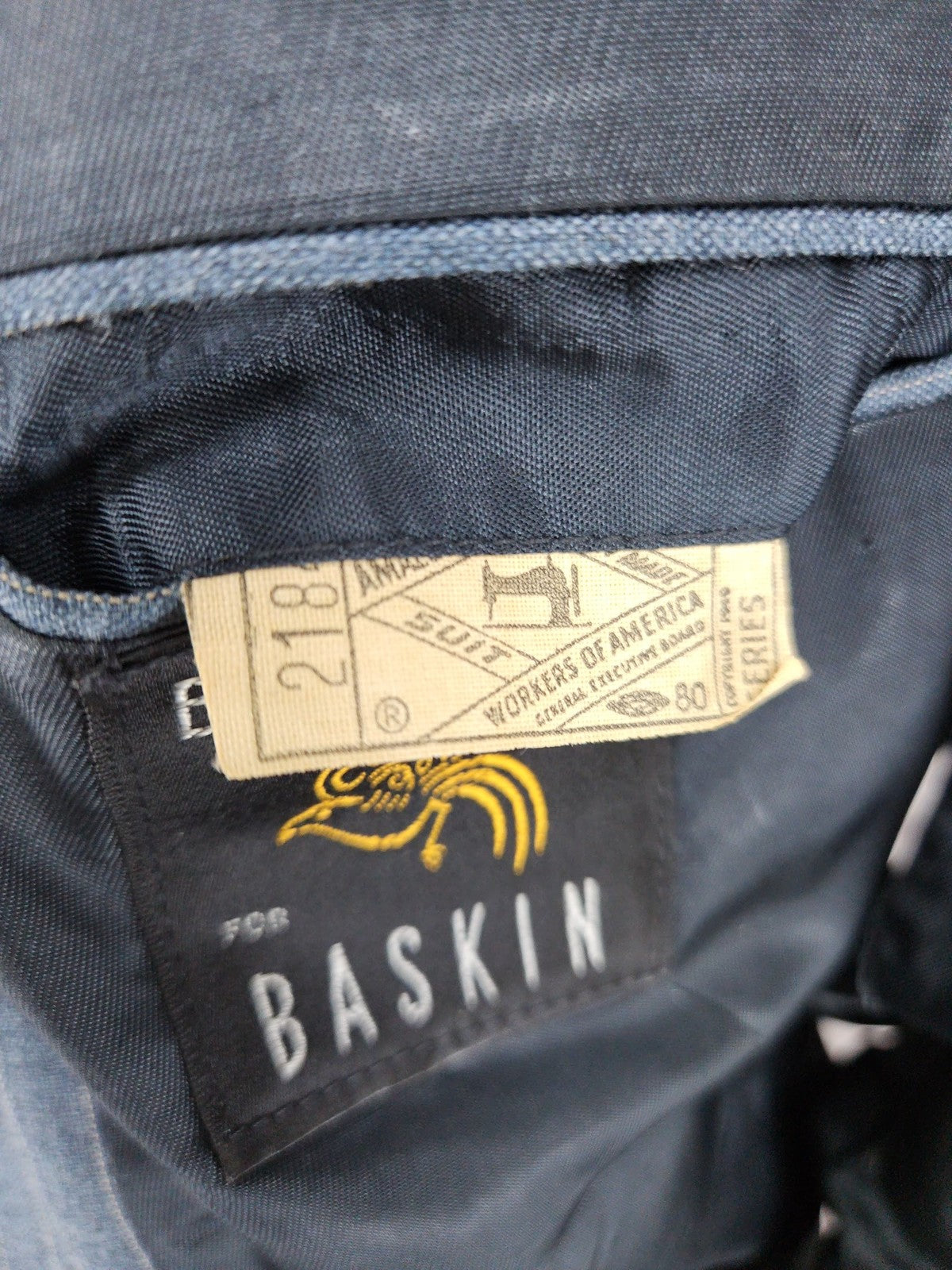 VTG Edw Hawk for Baskin Blue Gray Pinstripe 2 Button Notch Blazer Sport Coat 42