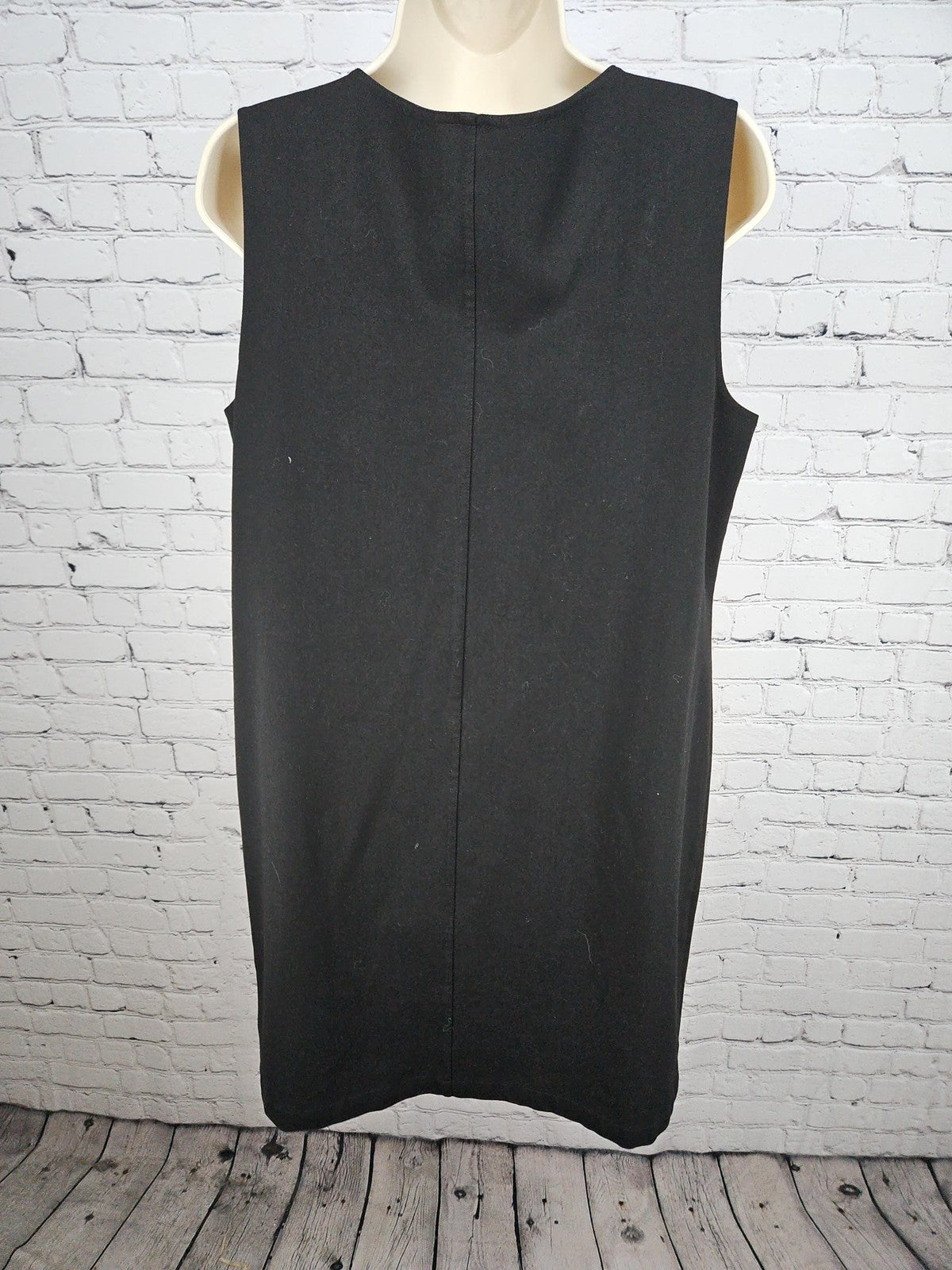 VTG Talbots Black Stretch Button Front Sleeveless Jumper Shift Dress 12