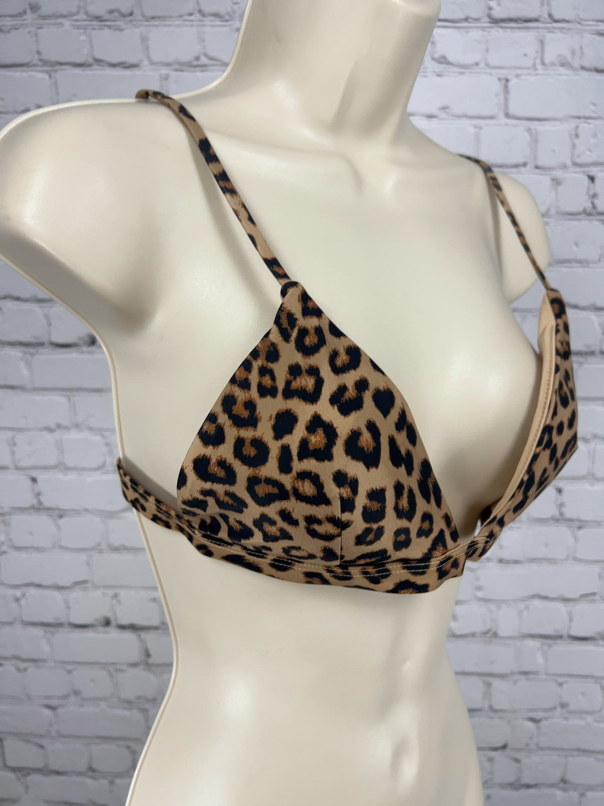 Summersalt Brown Black Leopard Triangle Bikini Top Swim Suit Size 6
