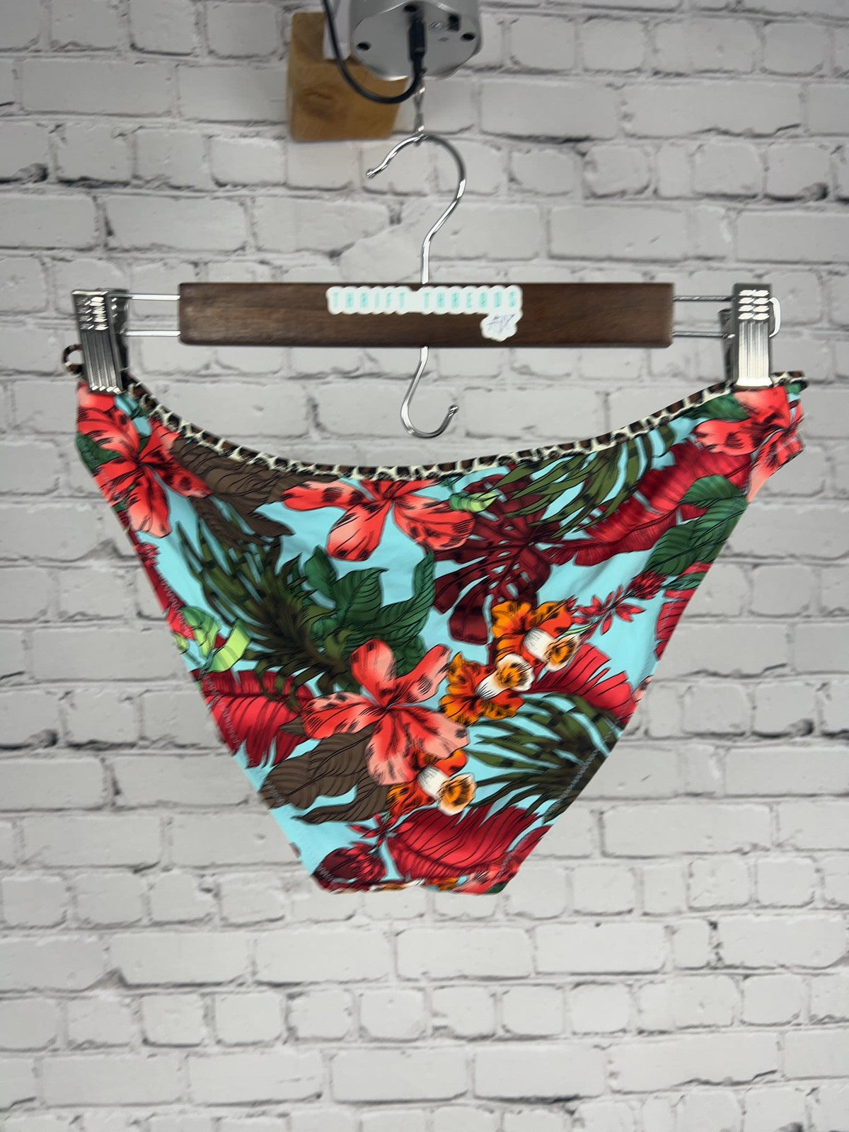 Bruno Banani Tropical Floral Leopard Trim Strappy Side Bikini Bottom