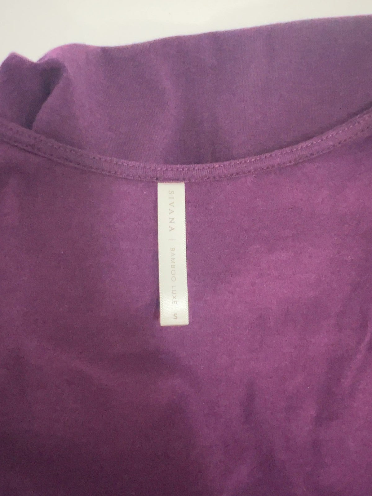 Sivana Bamboo Luxe Purple Faux Wrap V-Neck 3/4 Sleeve Midi Dress S