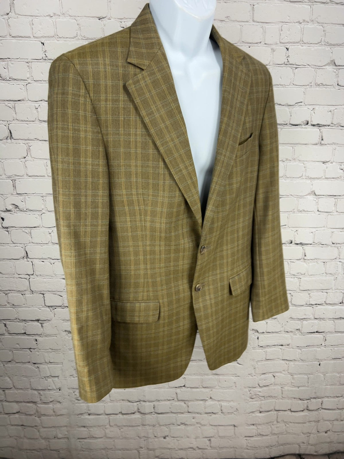 Culwell & Son Brown Plaid 2 Button Single Vented Notch Blazer Sport Coat 38L