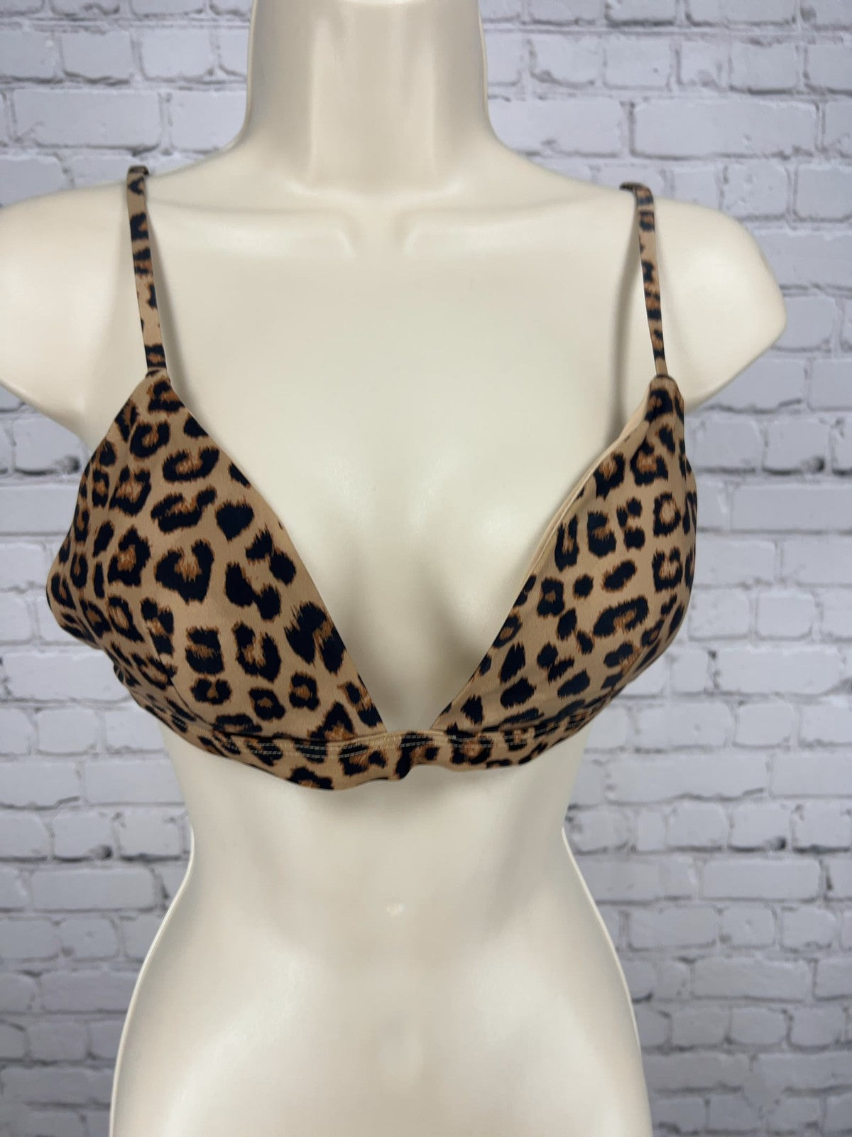 Summersalt Brown Black Leopard Triangle Bikini Top Swim Suit Size 6