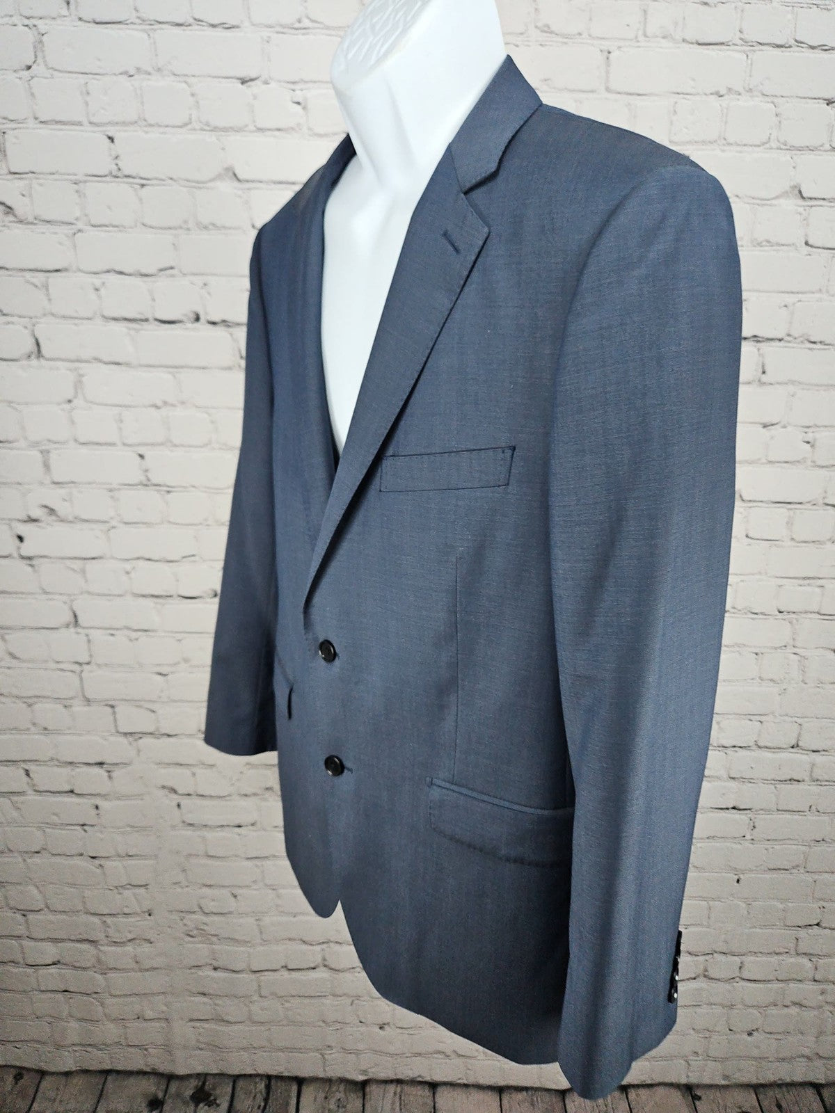 DKNY Blue 100% Wool 2 Button Single Vented Notch Blazer Sport Coat 42R