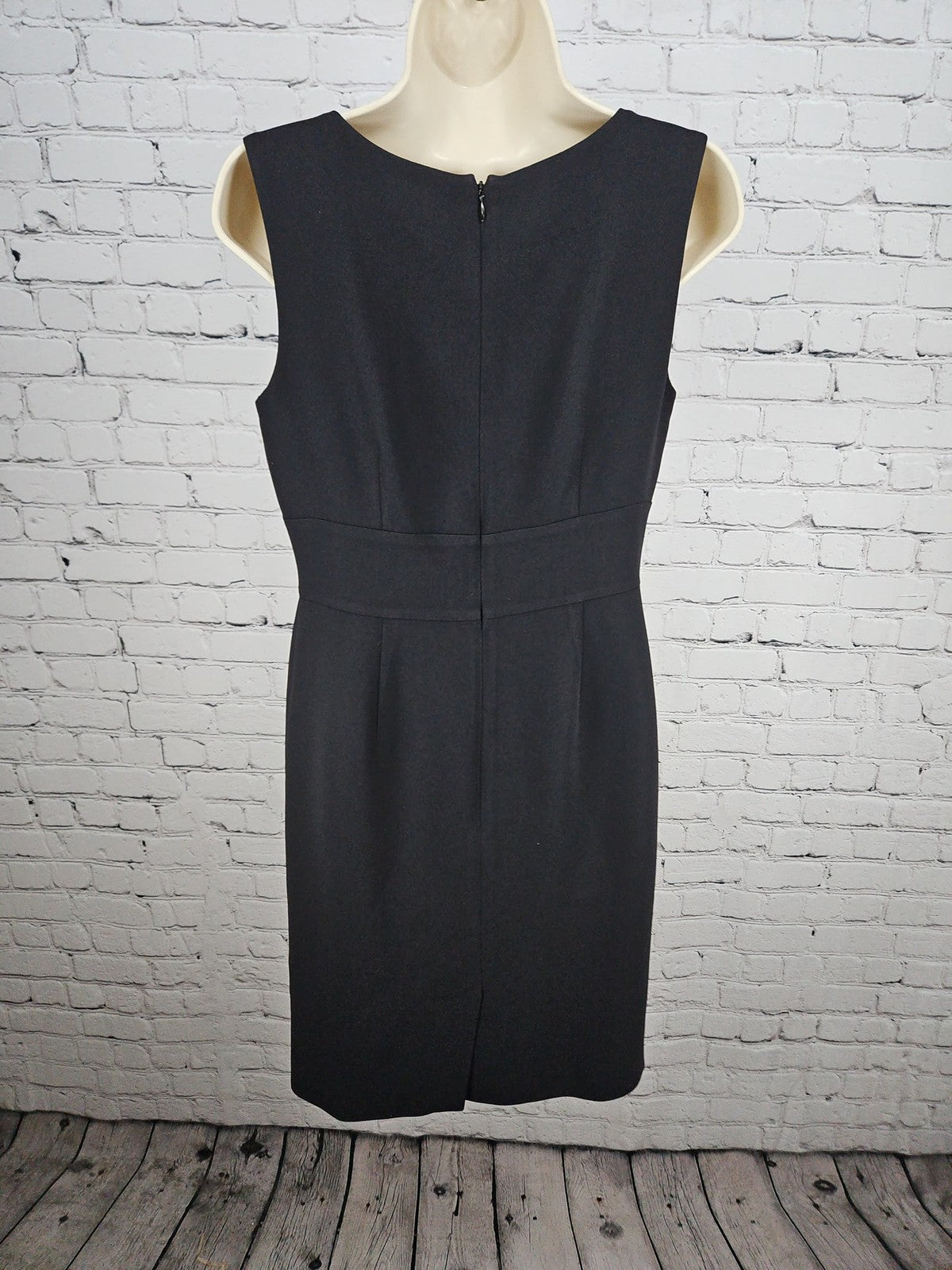 Ann Taylor LOFT Black Sleeveless Banded Waist Lined Sheath Dress 4