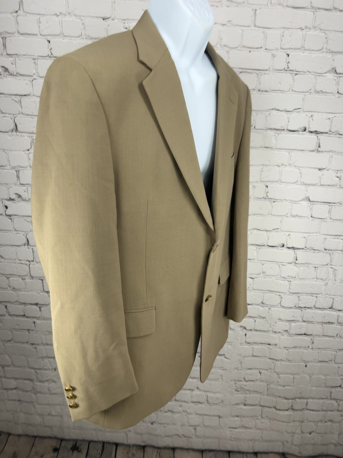 Nicklaus Tan Wool Blend 2 Button Single Vented Notch Blazer Sport Coat 43R