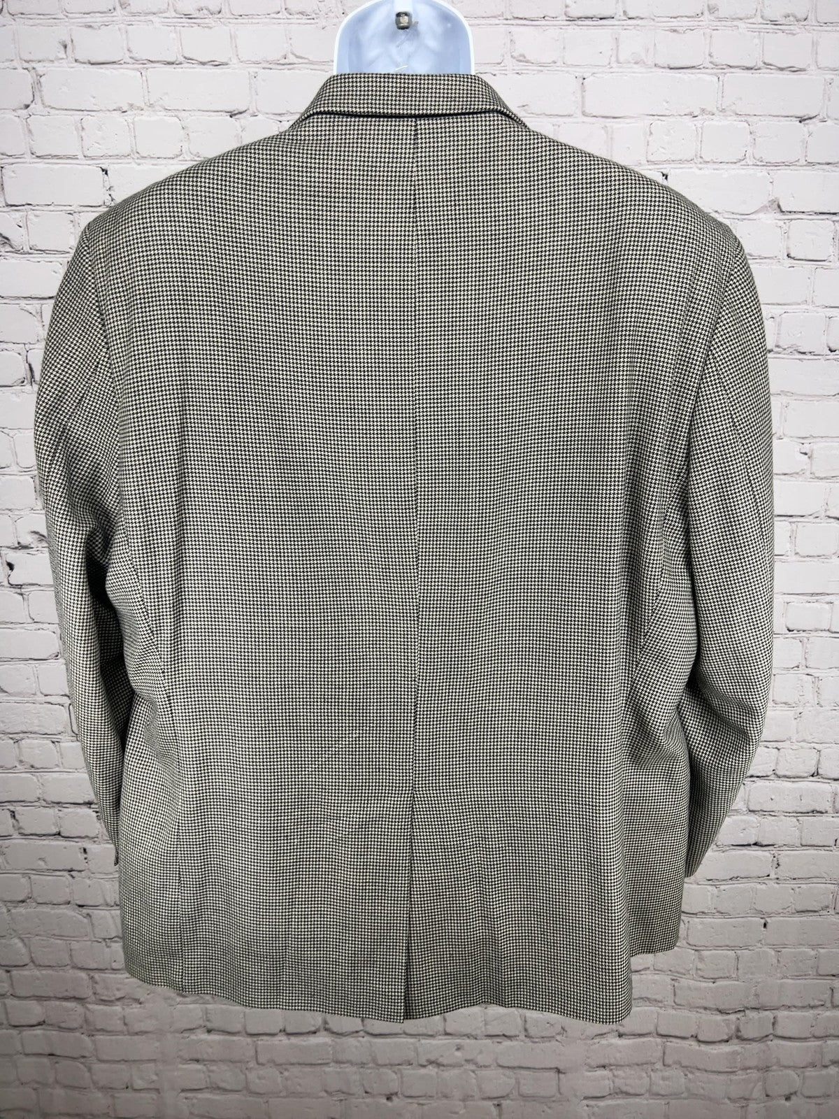 Lauren Ralph Lauren Black Houndstooth Silk Wool 2 Button Blazer Sport Coat 48R