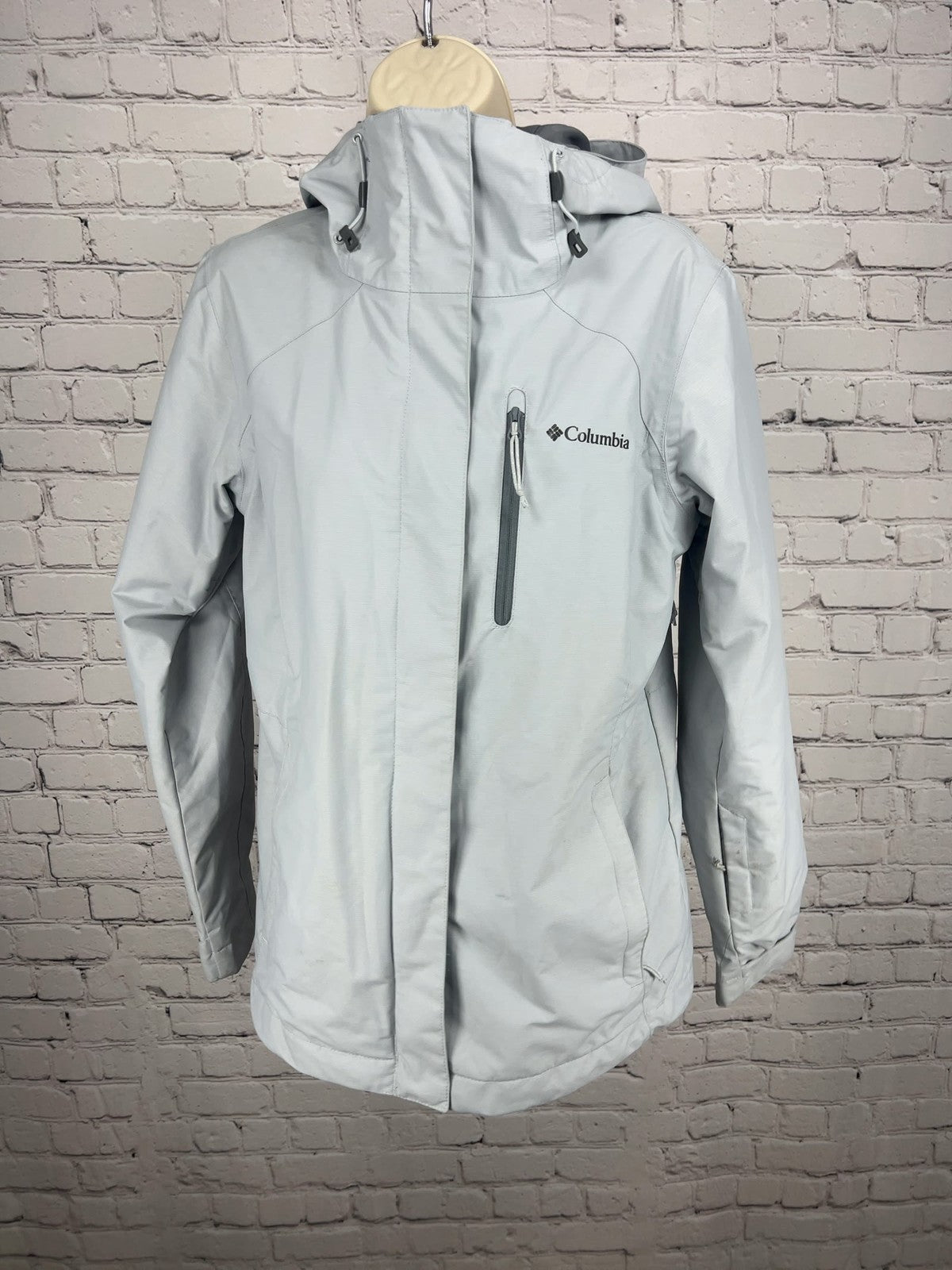 Columbia Interchange Light Gray Omni-Tech Hooded Shell Jacket Women's S