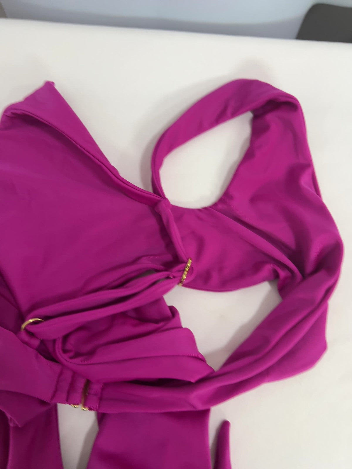 Atalantia Magenta Halter Cutout Side Tie One Piece Monokini Swimsuit L