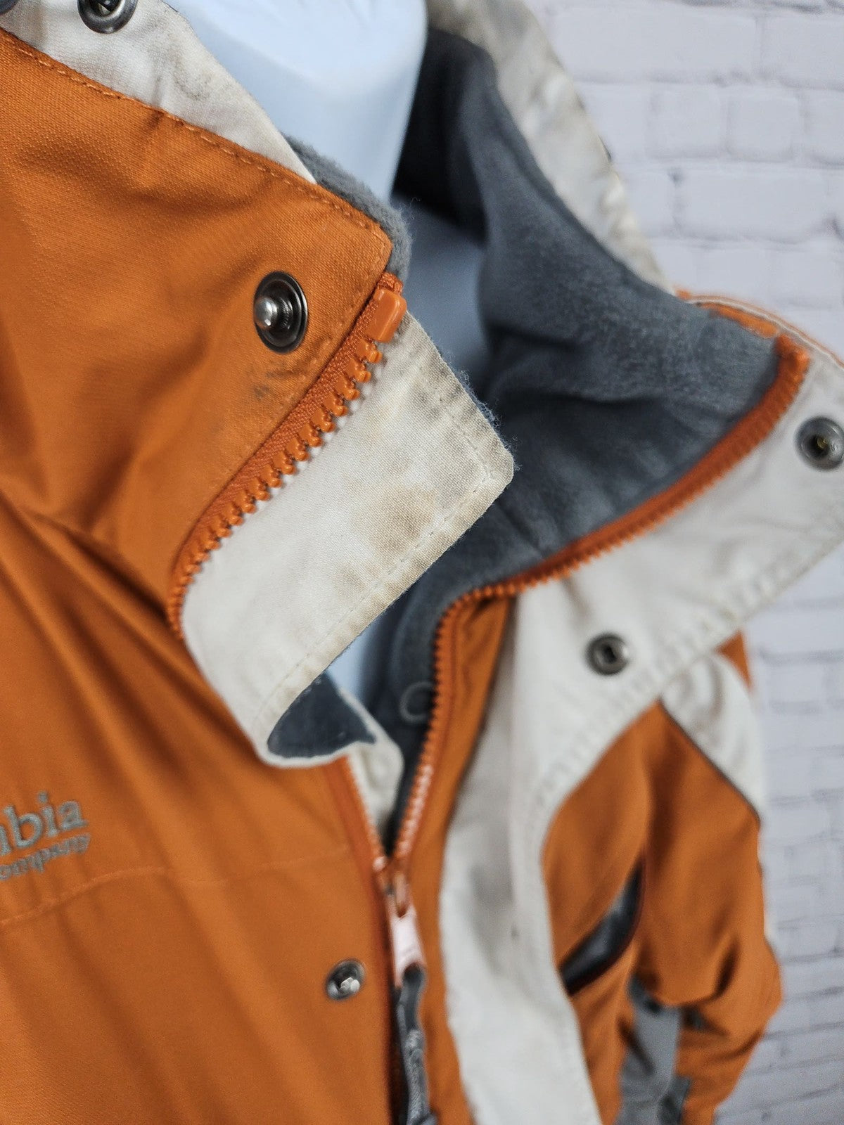 VTG Columbia 3 in 1 Orange Cream Hooded Ski Jacket Puffer Fleece Liner XXL