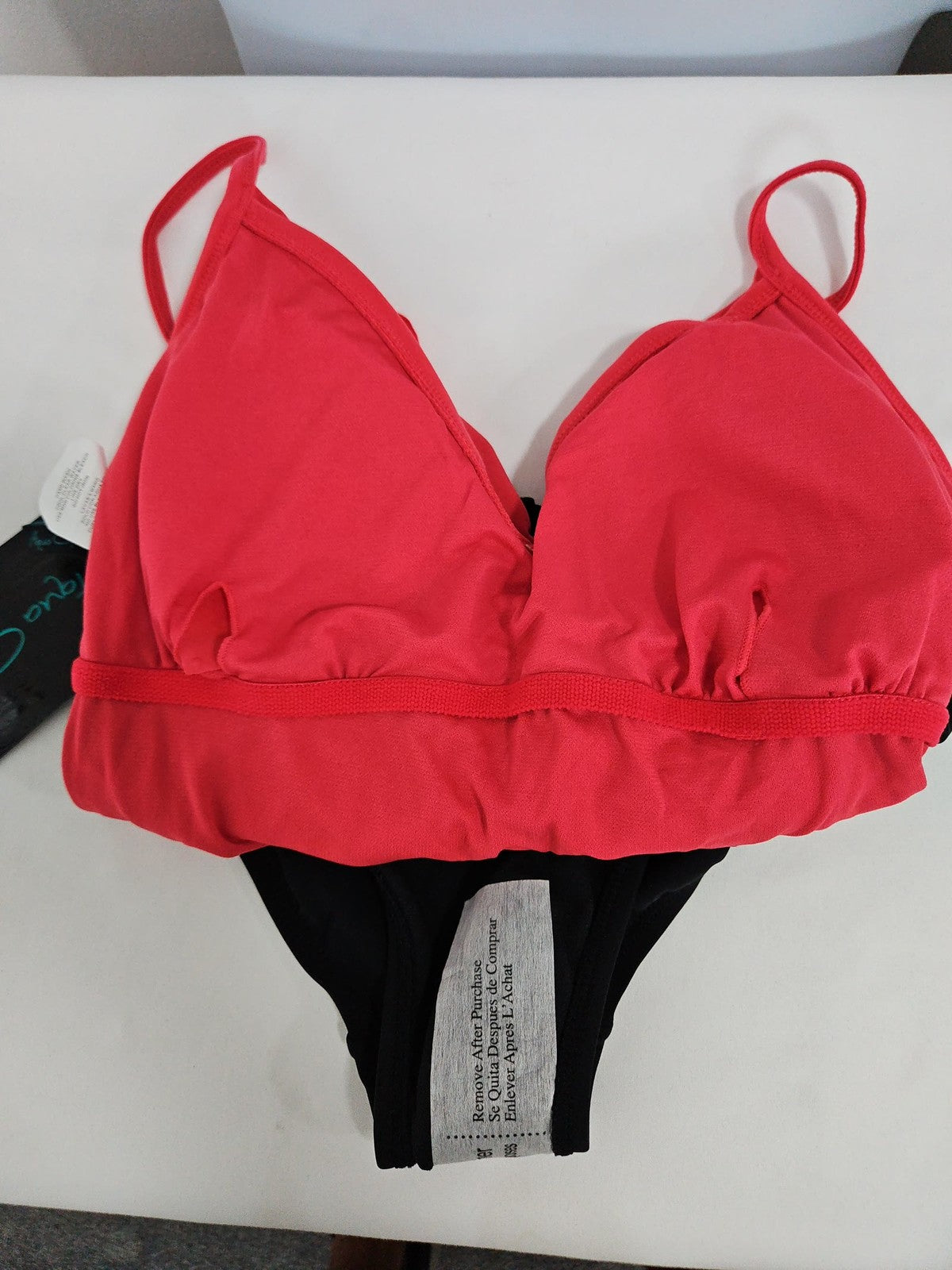 NWT Aqua Green Coral Red Black Draped Wrap One Piece Swimsuit Medium