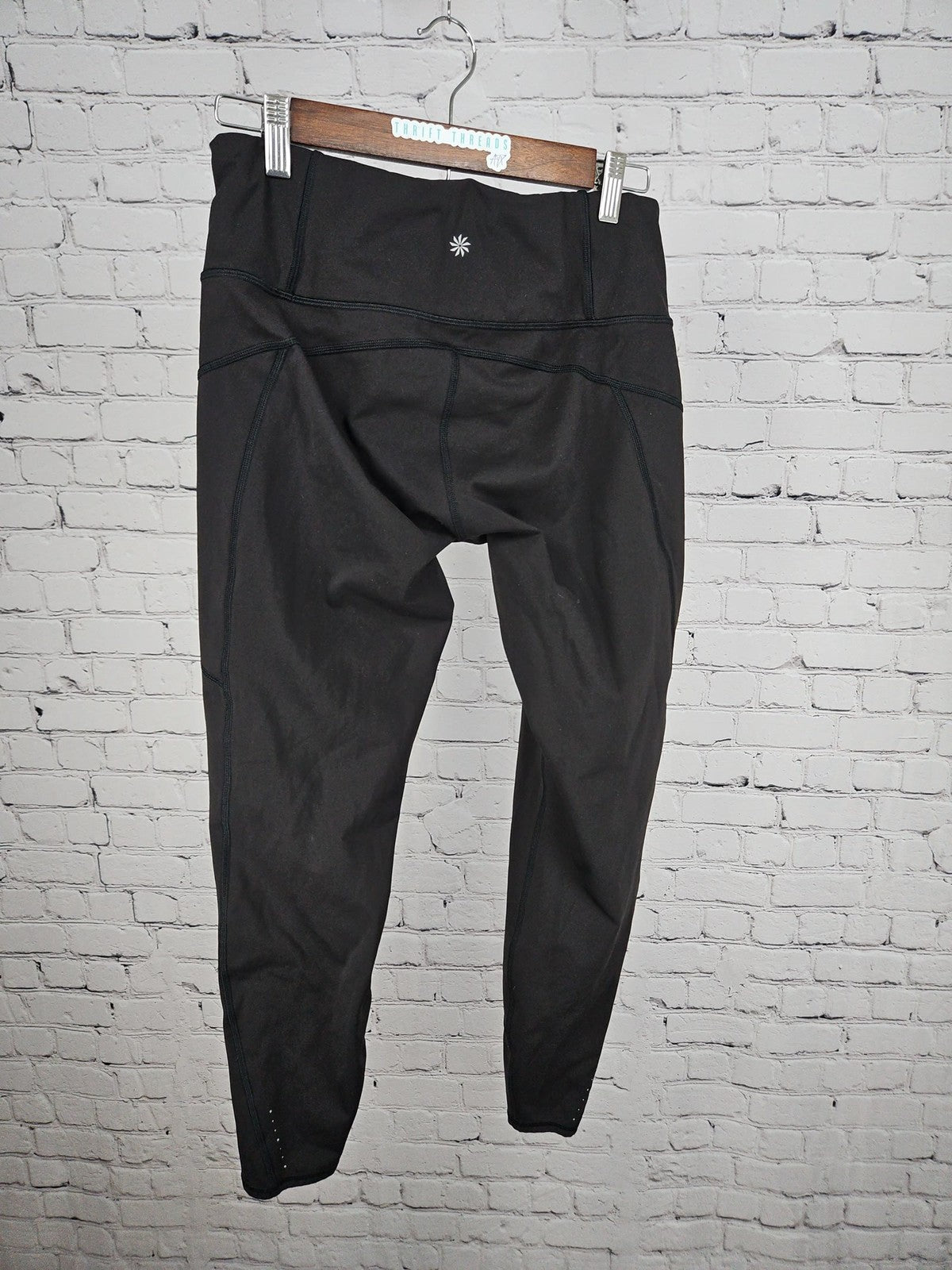 Athleta Rainier Tight Black Zip Pocket Running Leggings Women's L