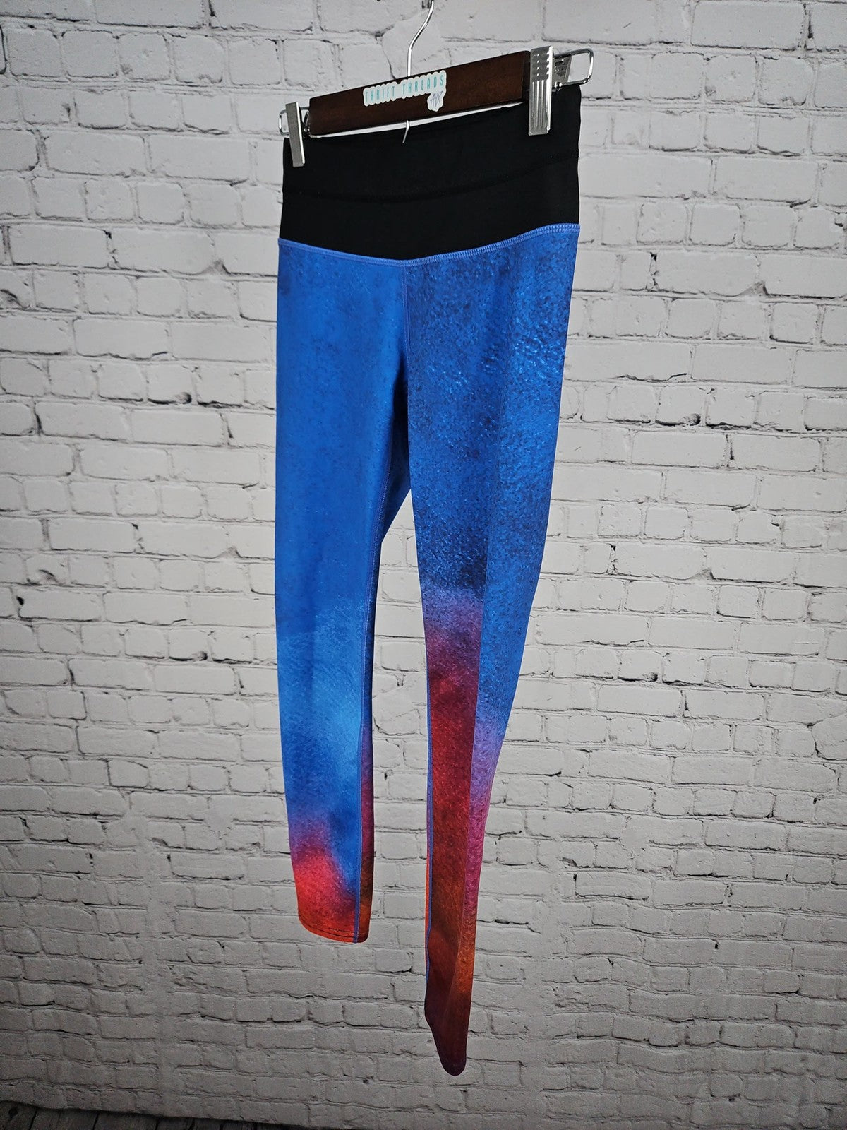 Athleta Blue Red Ombre Zip Pocket Running Leggings Women's XS