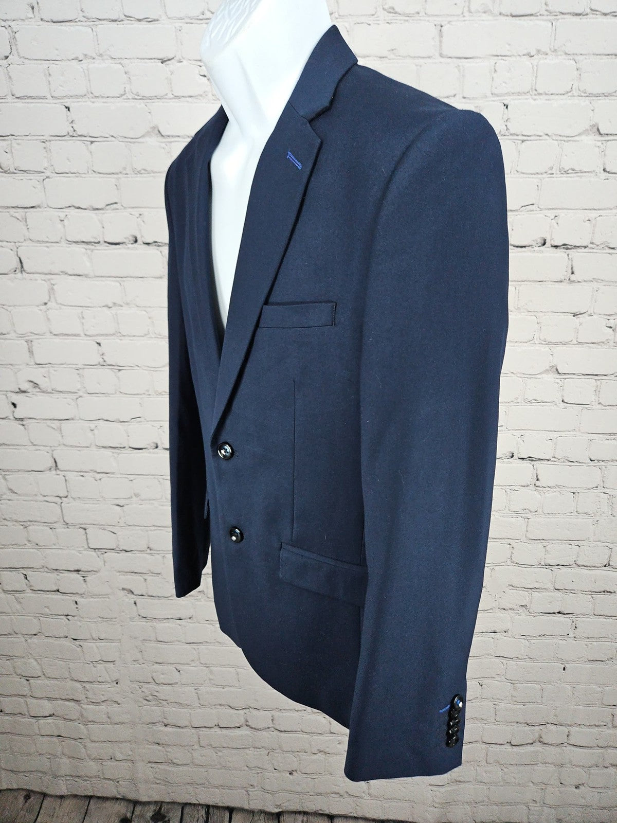 Soul of London Navy Blue 2 Button Notch Floral Lined Blazer Sport Coat 38R