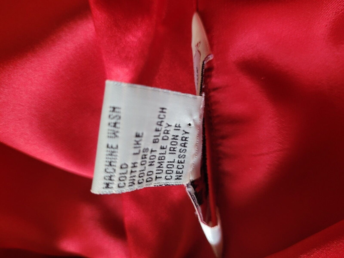 KB Lawrence Crystal Rose Vintage Red Padded Button Up Shirt Long Sleeve Size 8