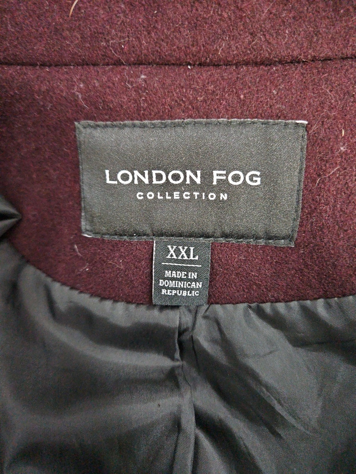 London Fog Burgundy Wool Blend Hooded Button Front Walker Coat Women's XXL