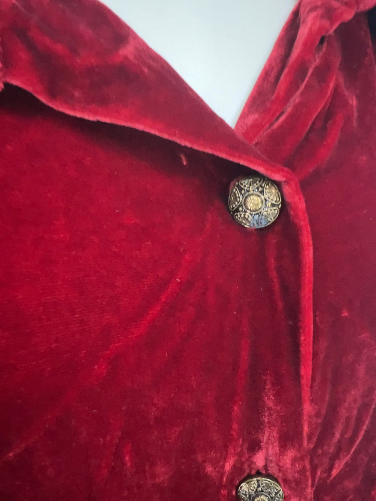 VTG Coldwater Creek Red Silk Blend Crushed Velvet Button Front Tunic Top 2X
